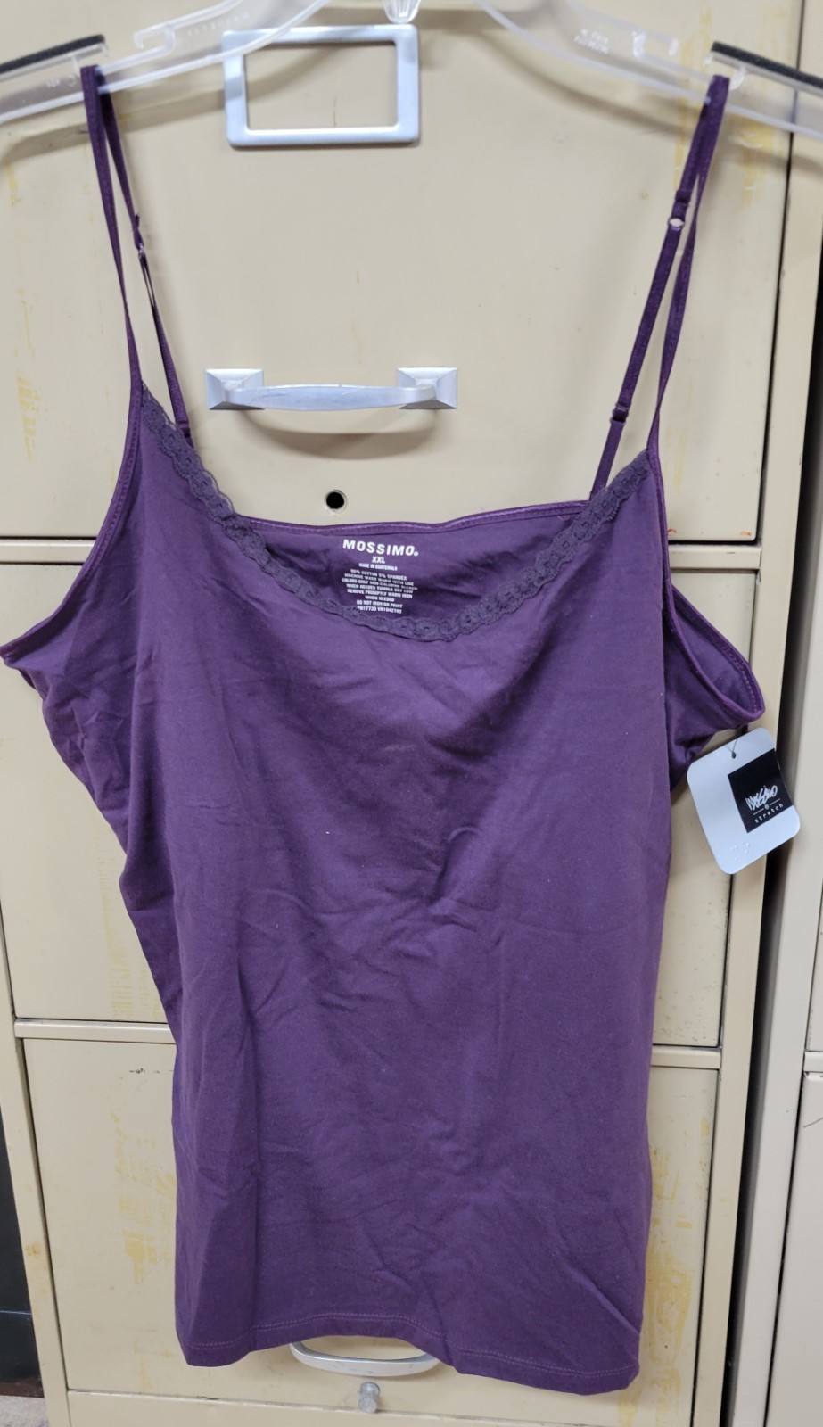 Mossimo Women’s Lace Camisole lace trim Purple Plum Sz XXL 95% Cotton 5% Spandex