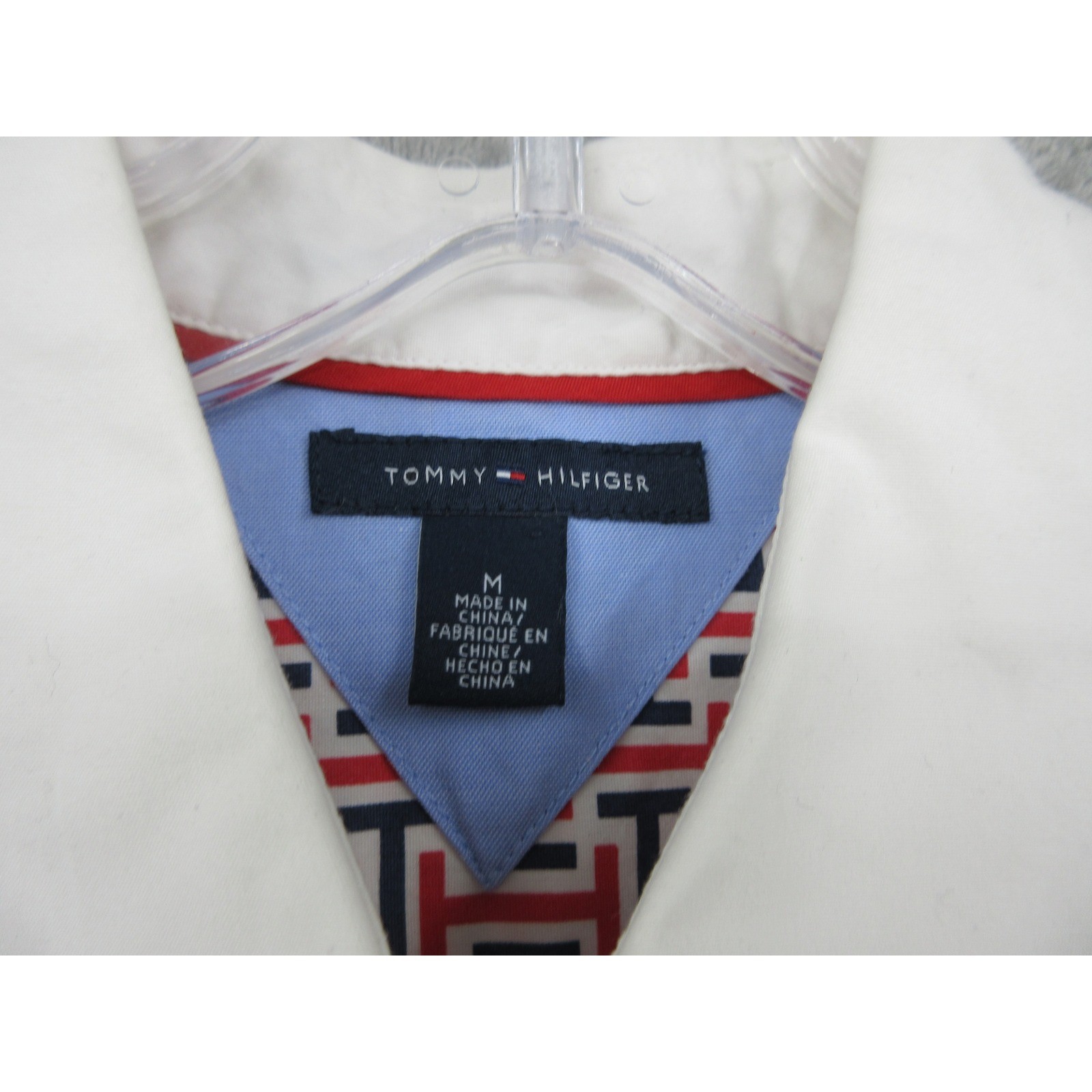 Tommy Hilfiger Shirt Womens Size M Monogram Logo Button Front Office Preppy Red