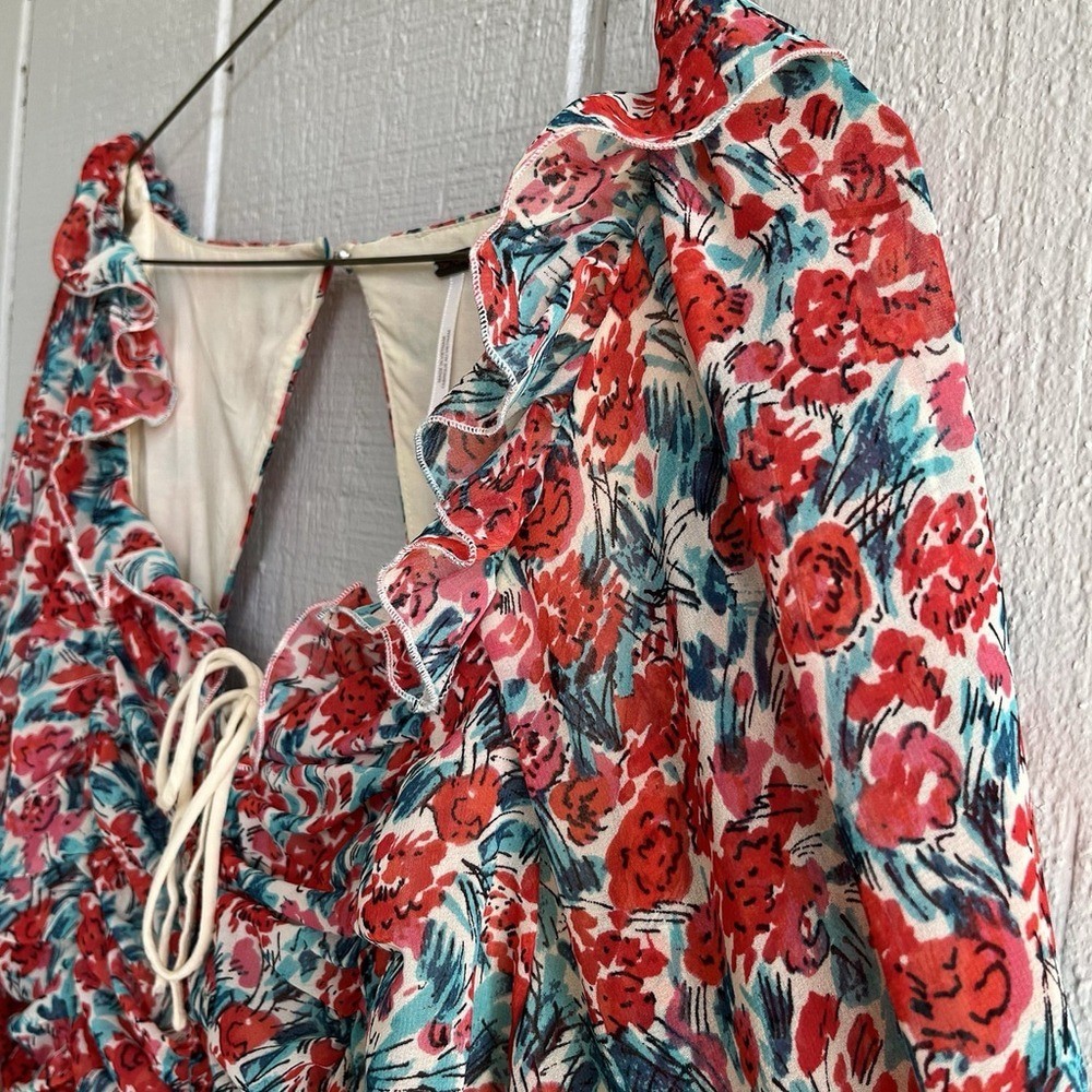 Free People Mabel Bustier Floral Blouse in Roses Combo Size S