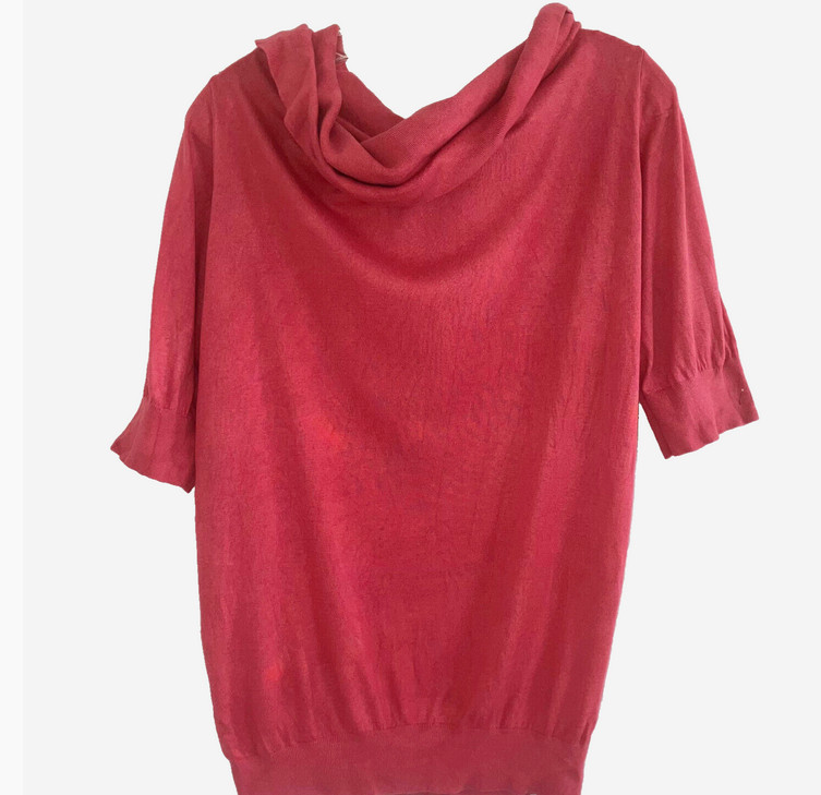 DKNY L 85% Silk 15% Cashmere Soft Supple Knit Top Bubble Hem Tunic Pink Coral