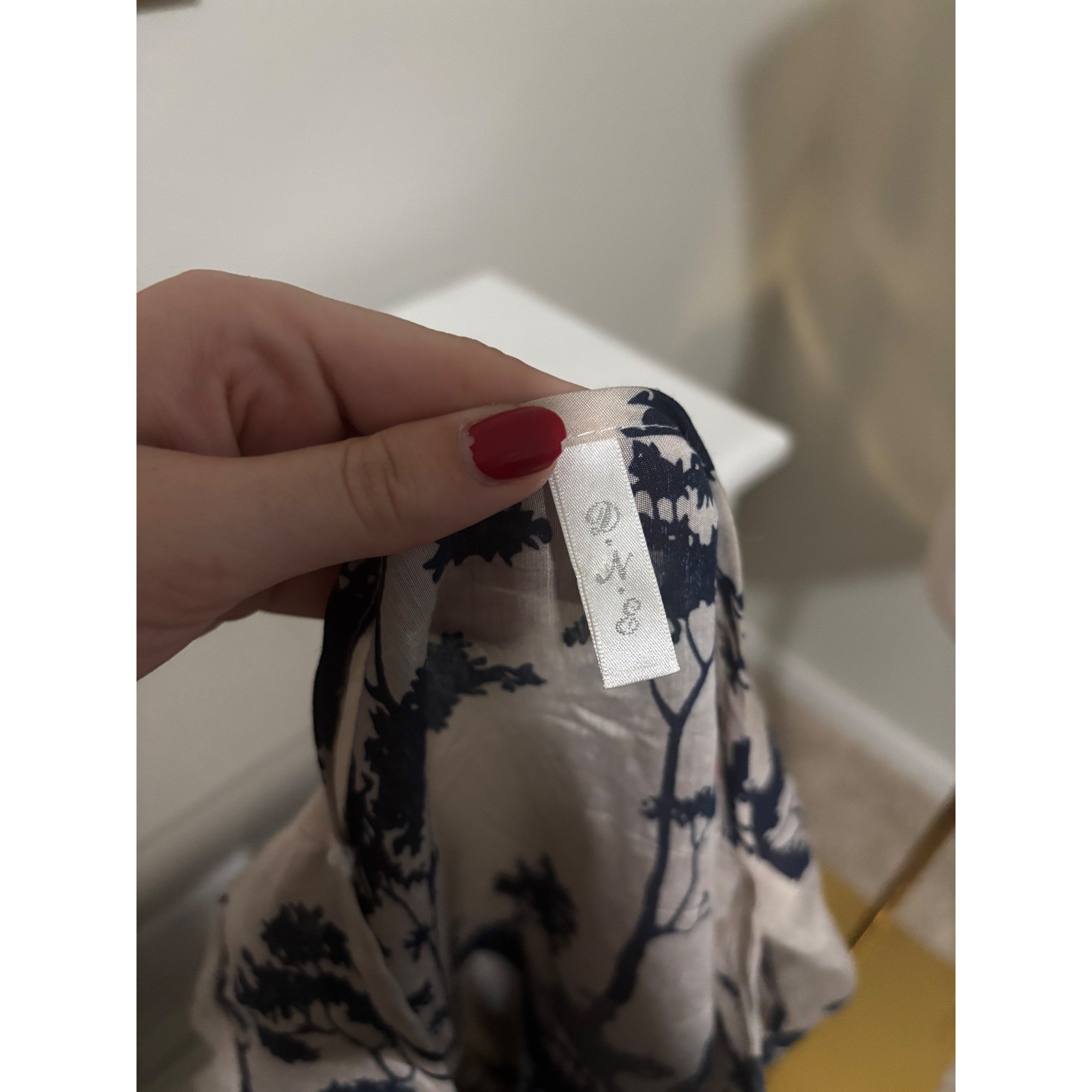 Equestrian Toile Print Blouse Long Sleeve Fox Hunt Horse Carriage Cream Red Navy