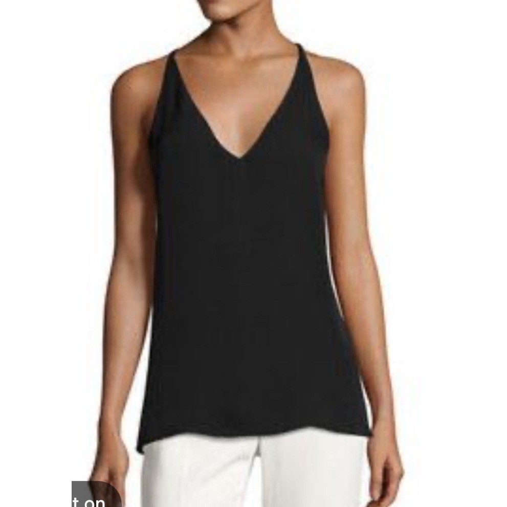 Kobi Halperin Black Silk V-Neck Camisole Sleeveless Racerback Blouse Top Large
