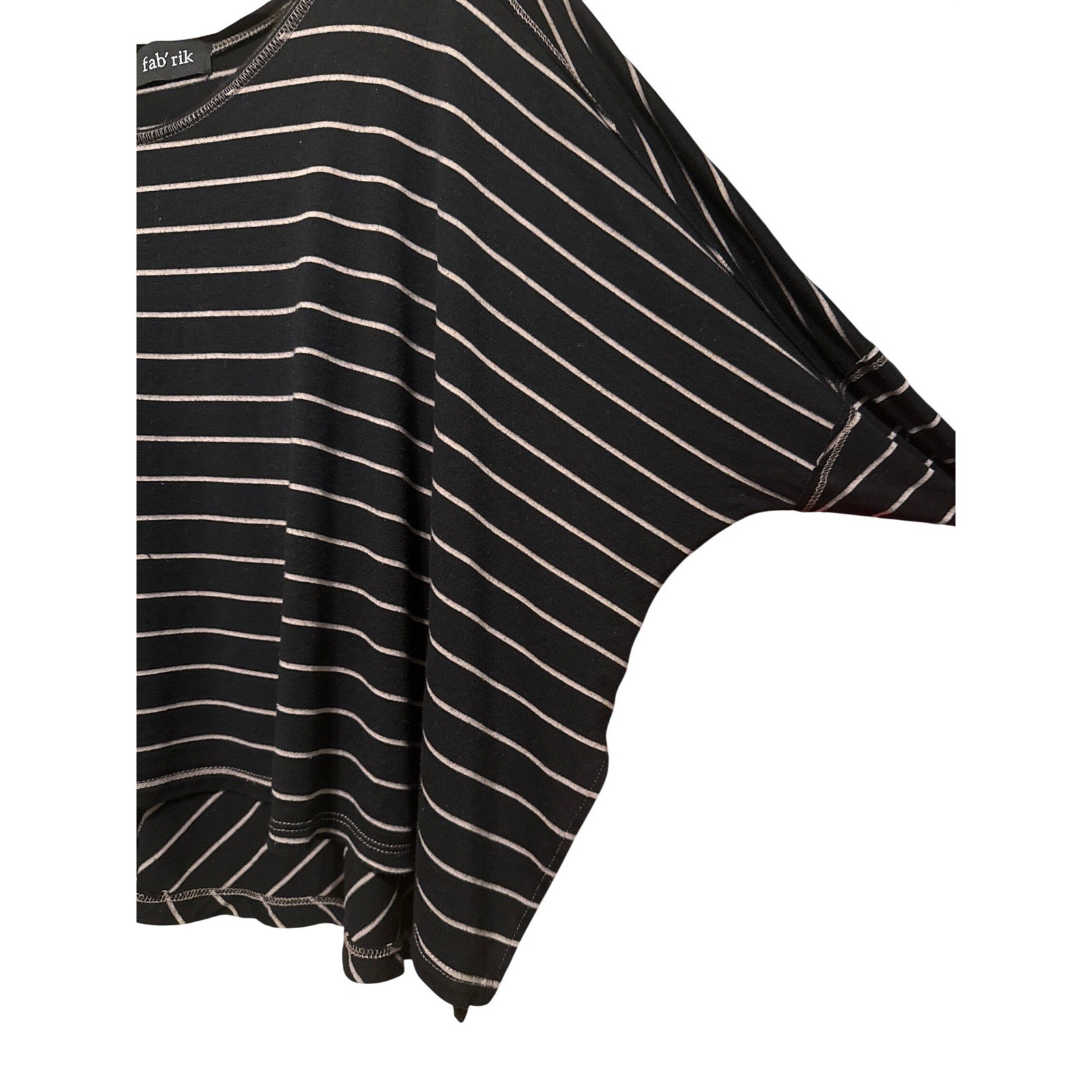 fab rik black stripe relaxed fit long sleeve top womens size unknown