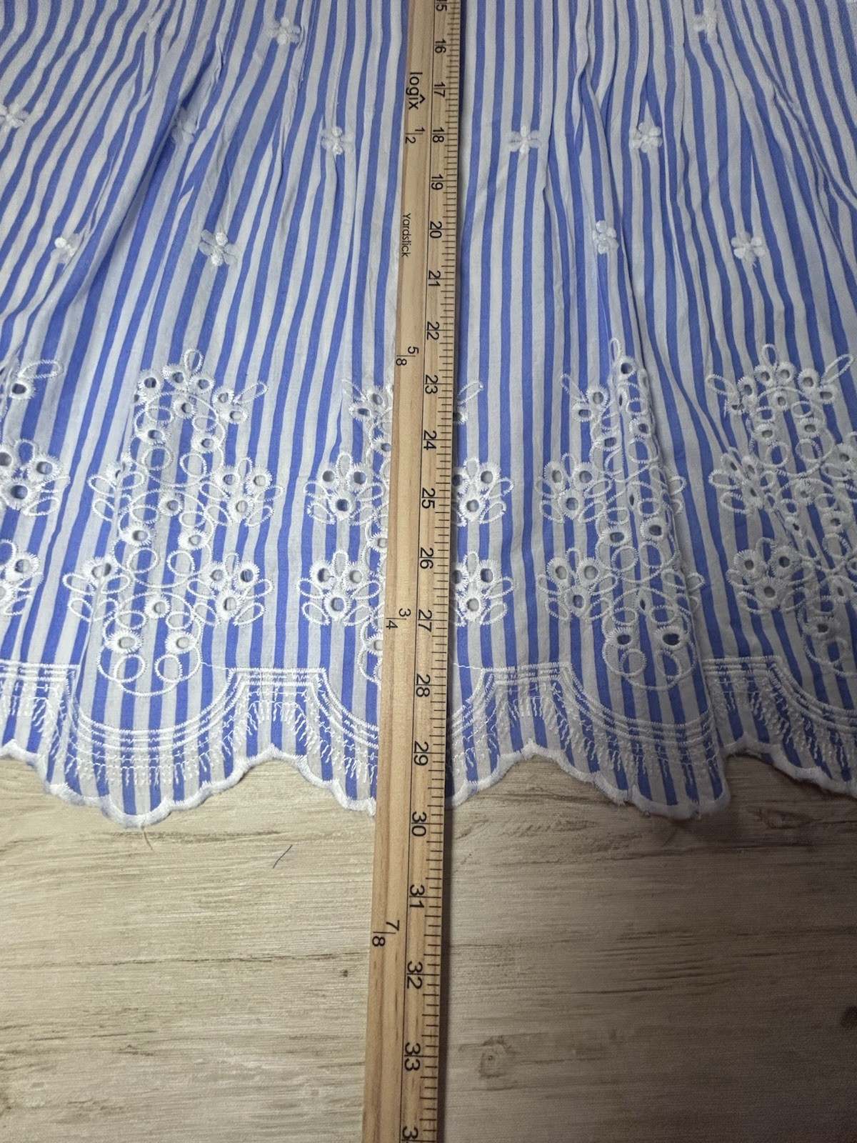 American Sweetheart Lot 2 Tunic Blouses XX Blue Green Stripe Eyelet Cotton