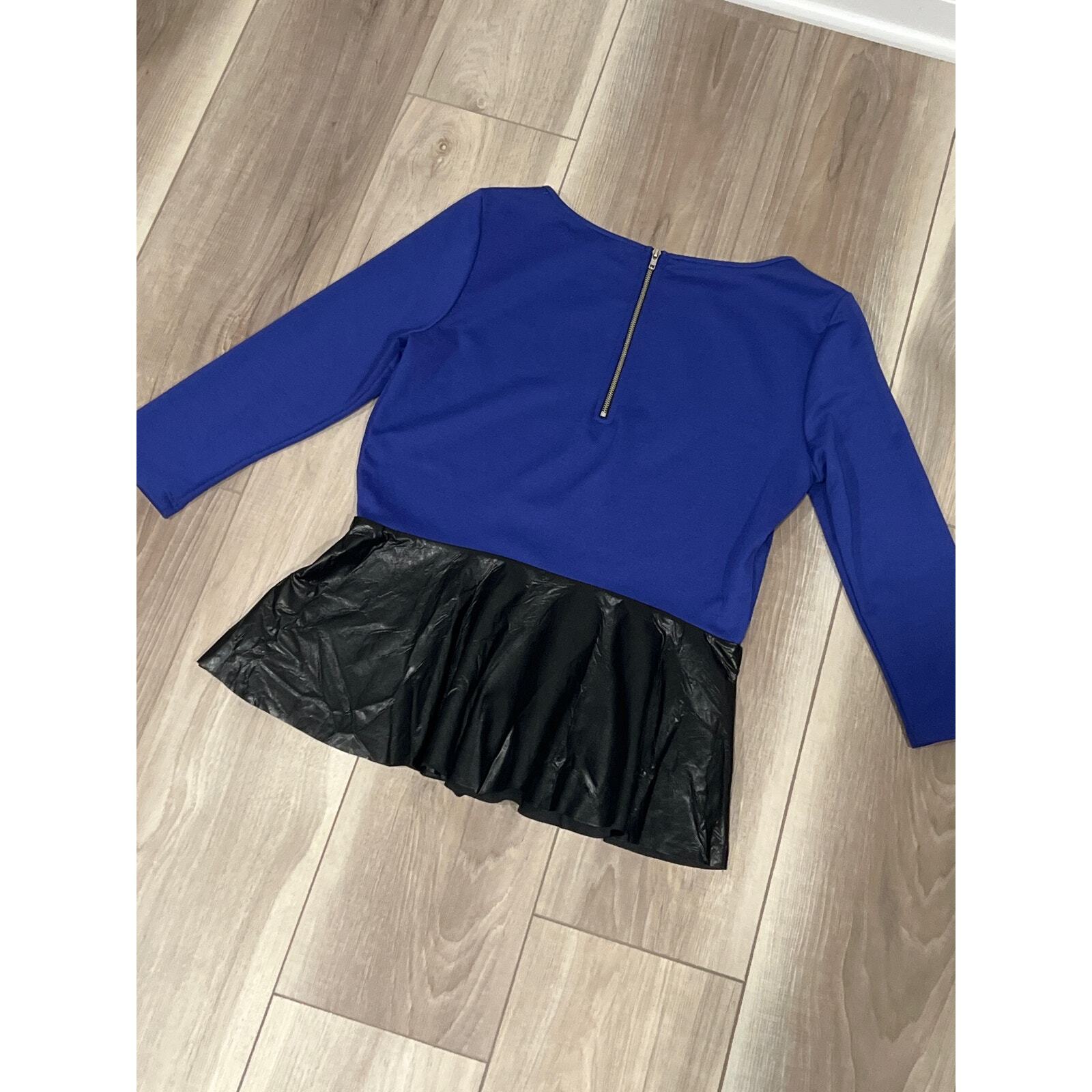 Casual Couture by Green Envelope, New, Peplum Zip Size M, Blue KB10