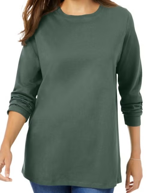 Women’s New Perfect Crewneck Tunic T-Shirt Top Long Sleeves Size M