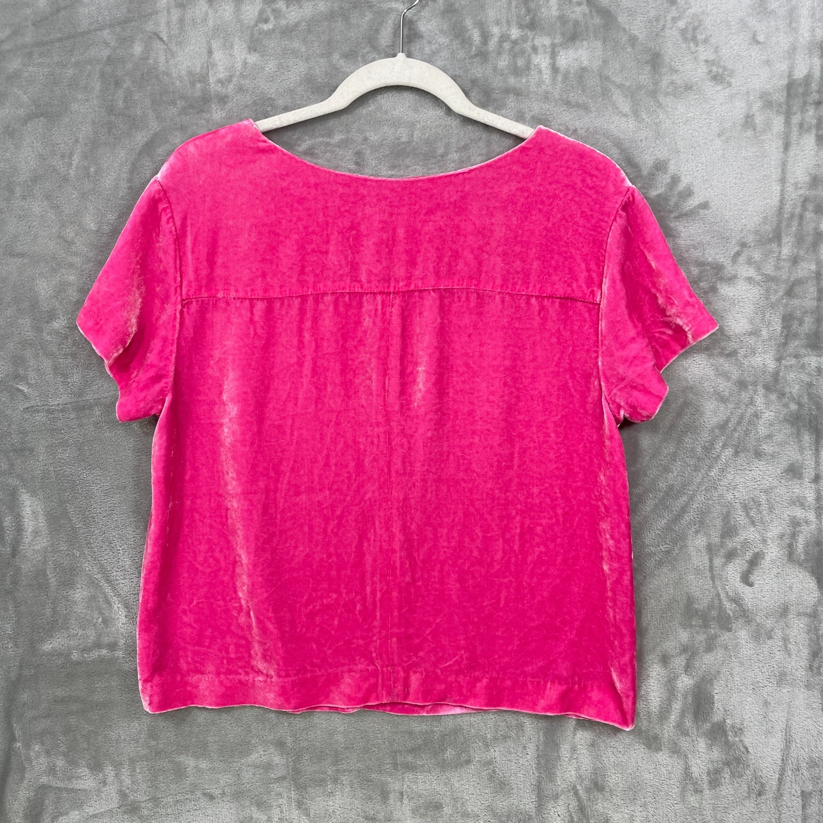 J Crew Women’s Size 8 Velvet Short Sleeve Top Pink Holiday Event Minimalist