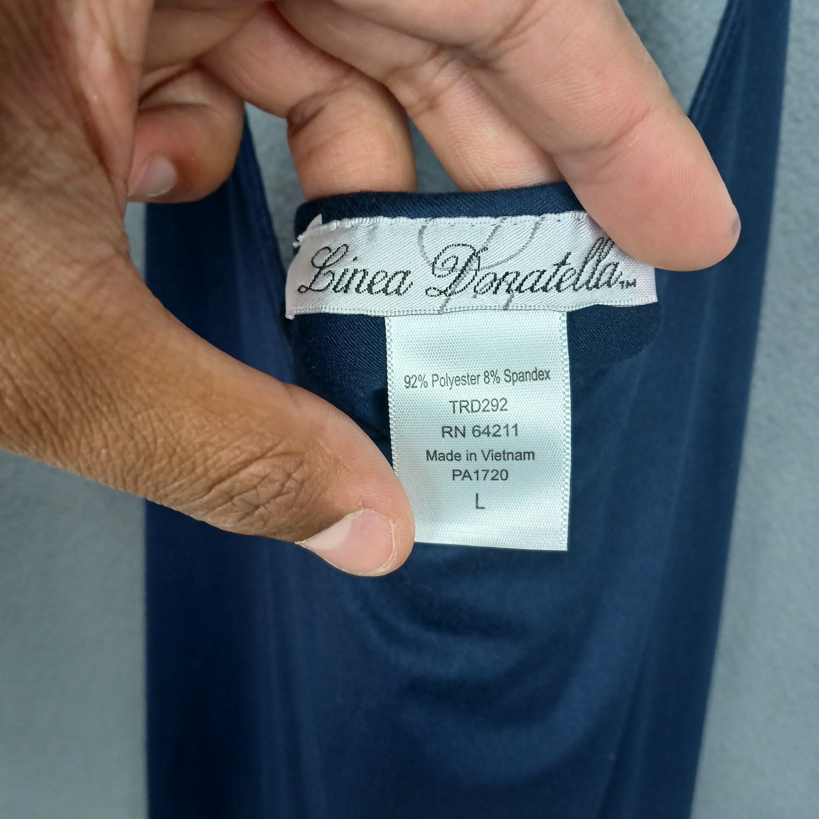 Linea Donatella Camisole Top Womens Large Navy Blue Stretch Adjustable Strap