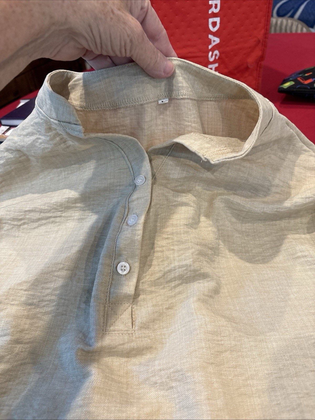 Large Cotton/polyster Women’s 3 Button Long Sleeve Blouse