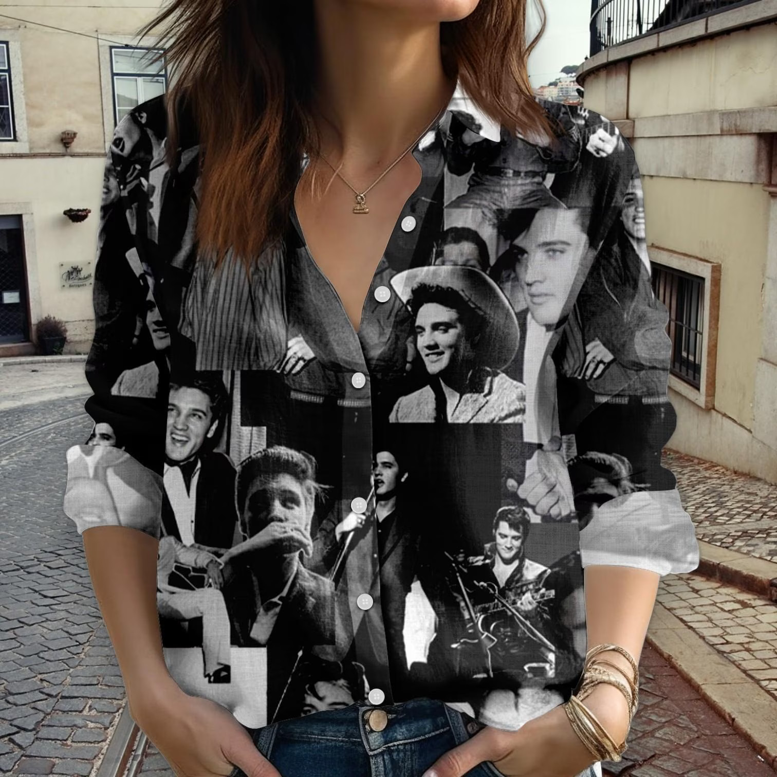 Elvis Presley Music Legend Blouse Vintage Rock and Roll Fan Gift Music Top