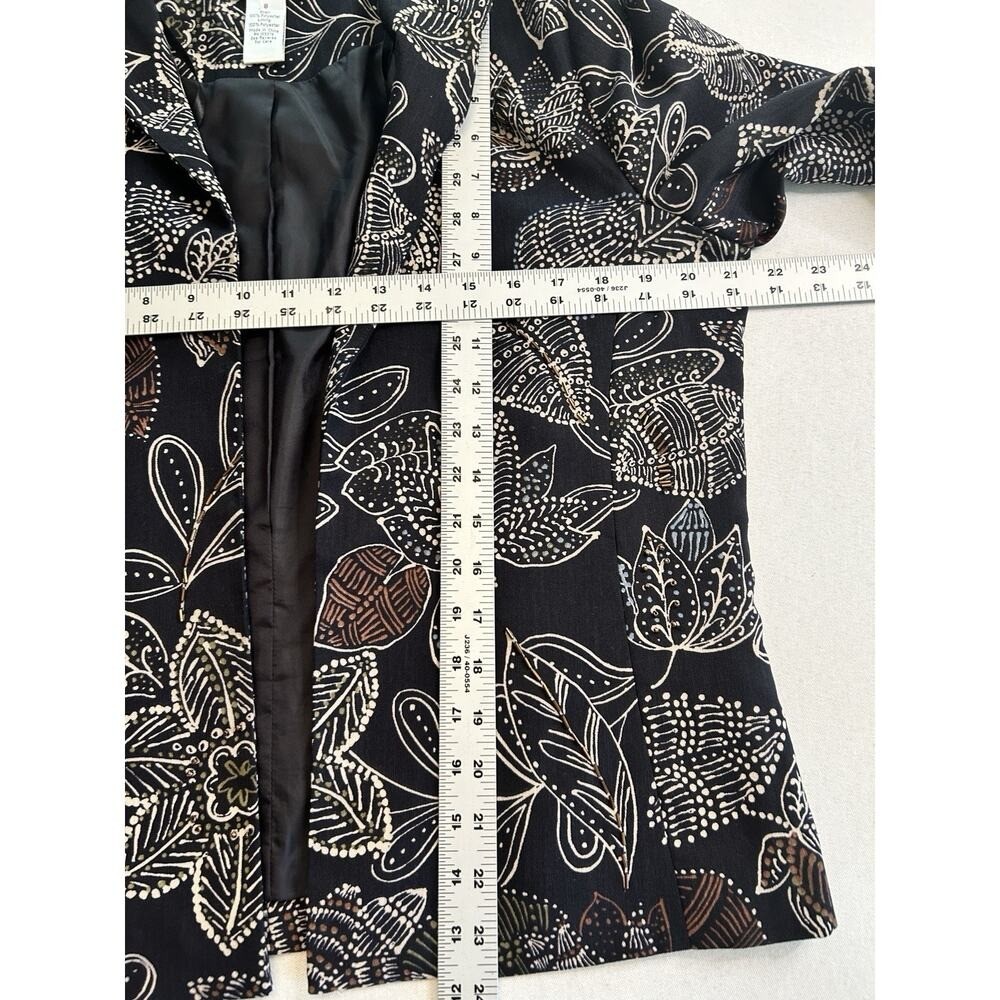 Draper’s and Damon’s Open Front Jacket Black Multicolor Lined Sz 8 Embroidered