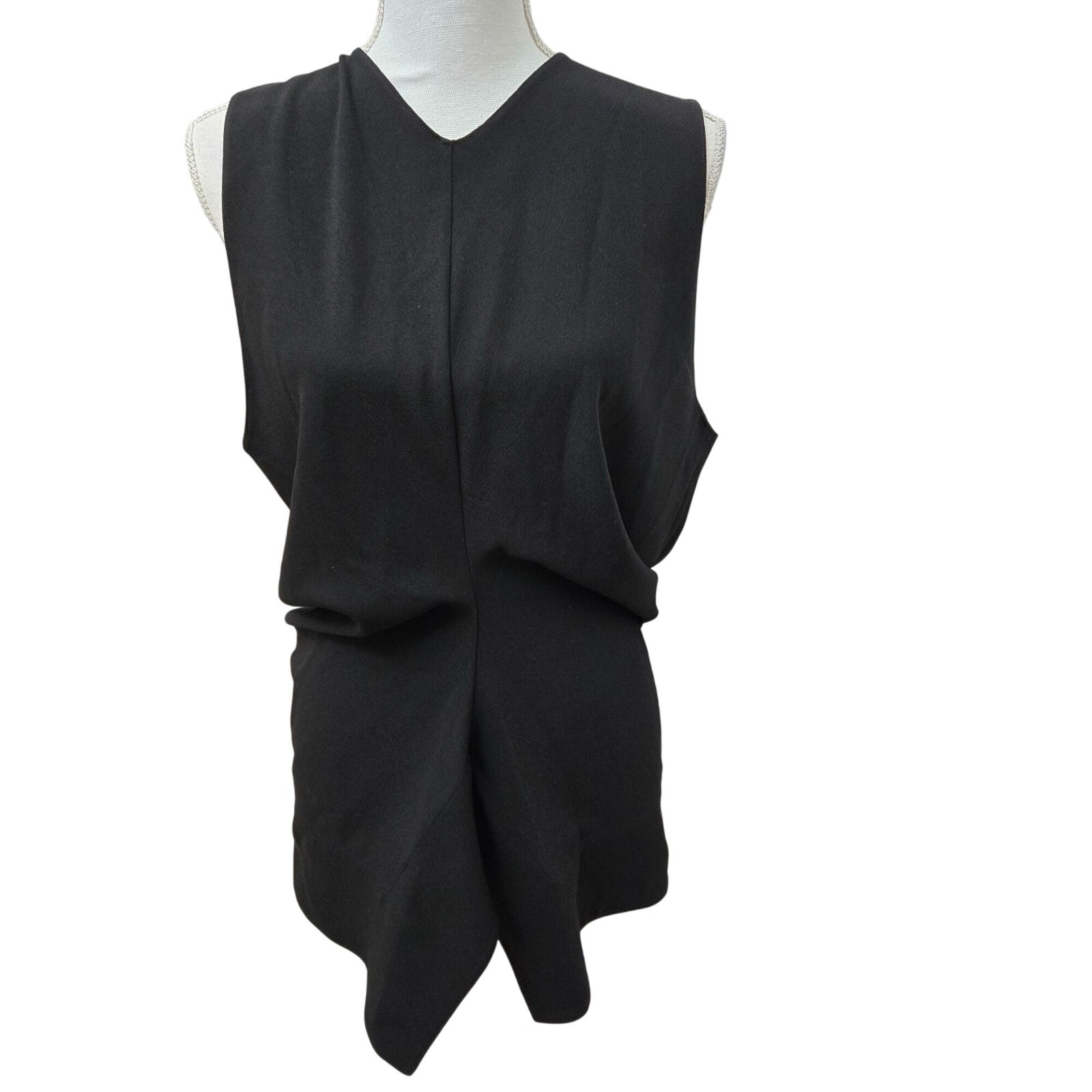Proenza Schouler Top Black Crepe 12 Asymmetrical Ruched Designer Avant-garde