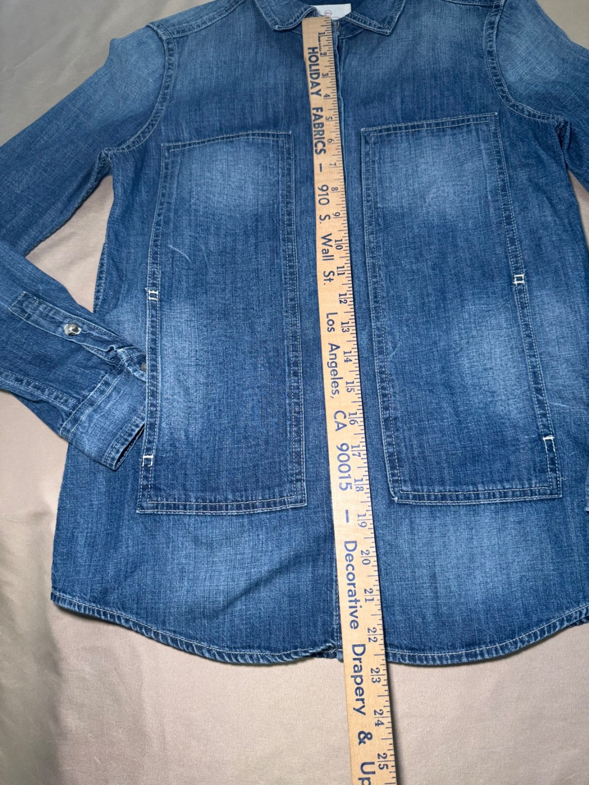 AG Adriano Goldschmied Denim Shirt XS Button Frnt Chambray USA Made Patch Pocket