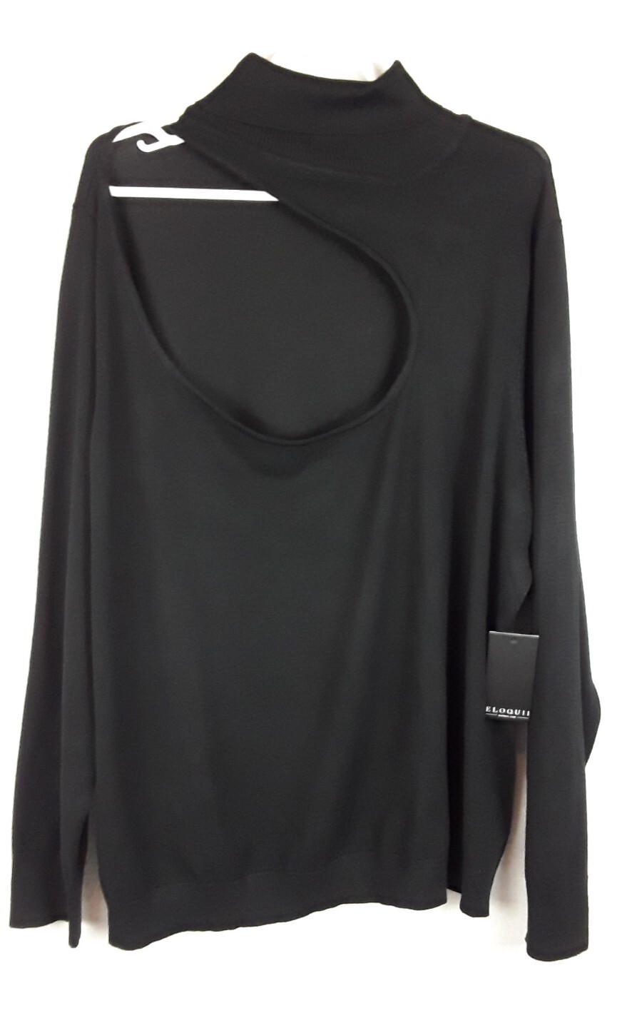 ELOQUII Sweater Blouse Scoop Neck Top with Choker Collar Black size-26/28 NEW