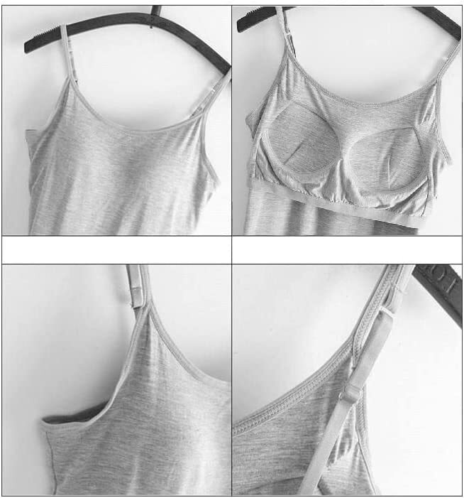 Women Built in Bra Sleepwear Tank Top Cotton Sport Casual Basic Camisole Vest