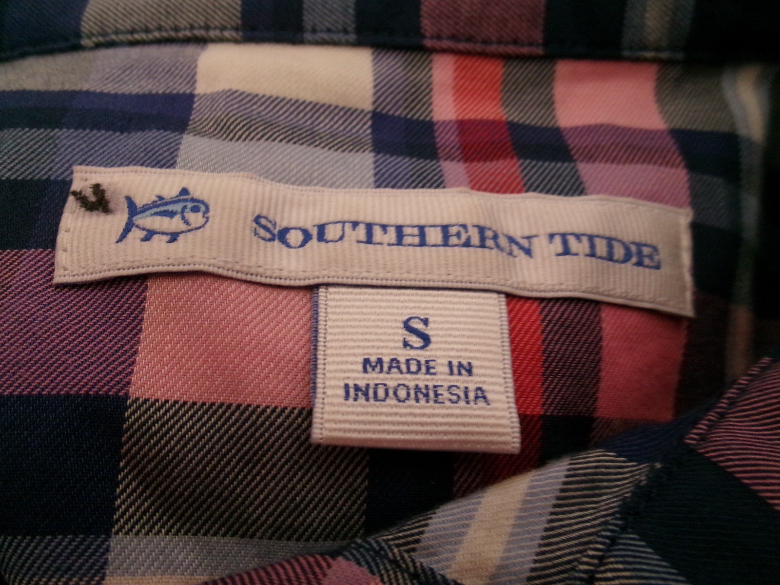 SOUTHERN TIDE 🌸 SIZE SMALL==DARK PINK, BLUE & WHITE PLAID / TUNIC / BLOUSE