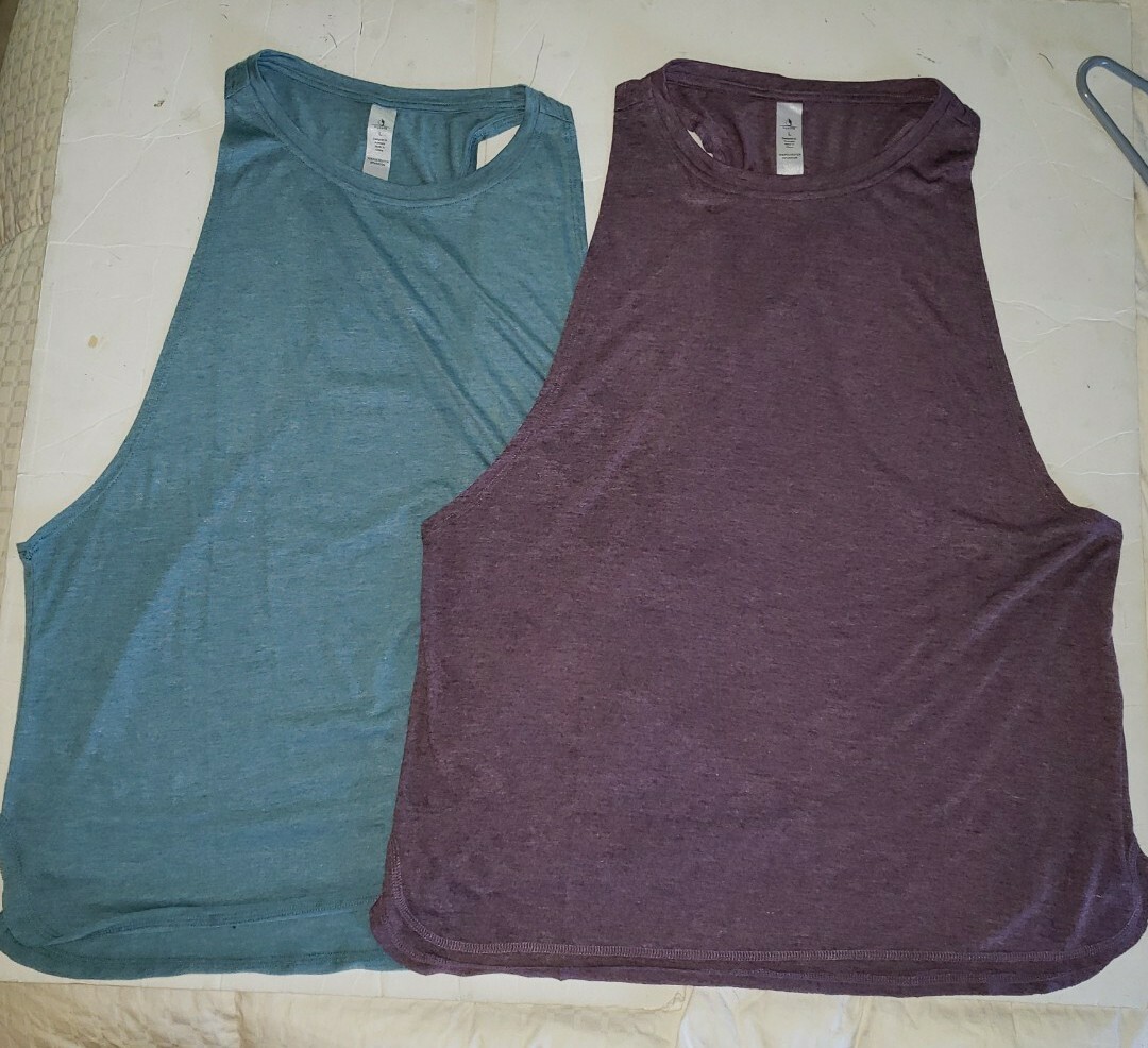 ICYZONE turquoise Purple Heather Poly RacerBack Workout coverup tank top L NWOT