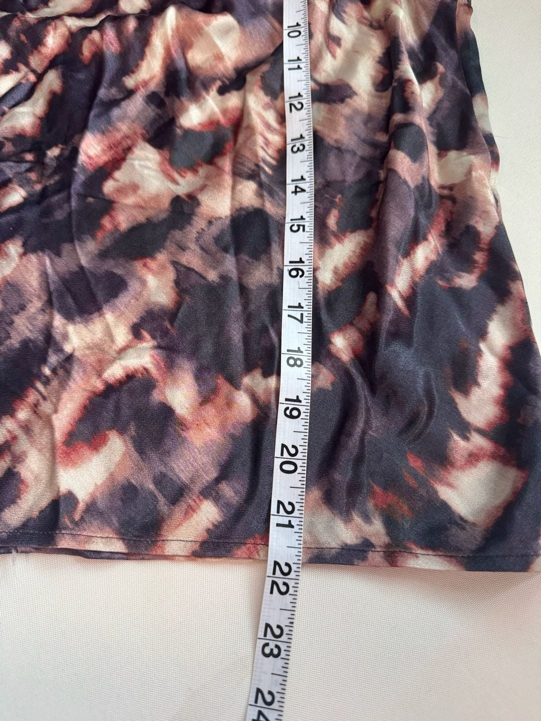 Abstract Print Ruched Mock Neck Sleeveless Blouse XS Career Y2K Top