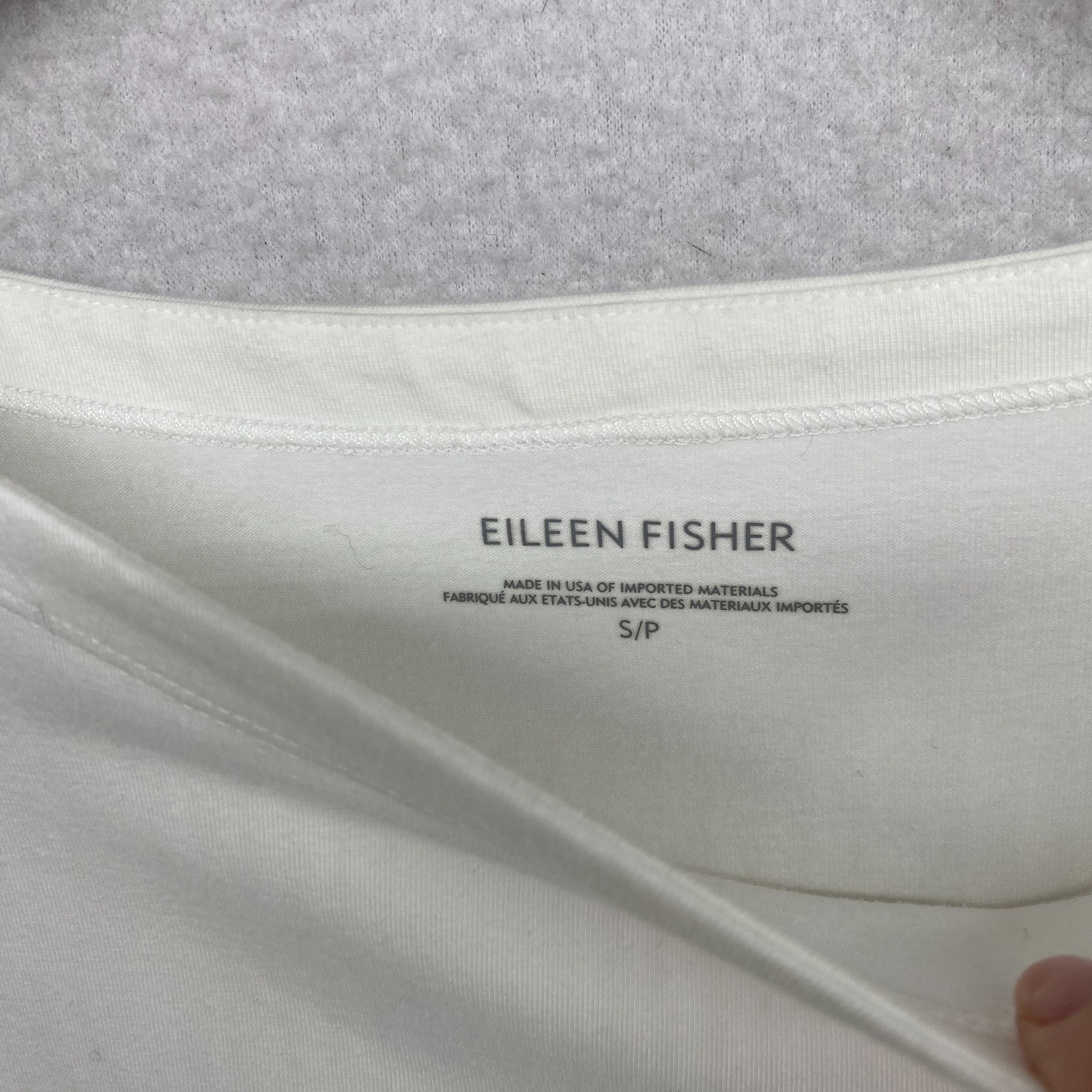 EILEEN FISHER Top S Cotton Stretch Jersey Boat Neck Long Sleeve Off White USA