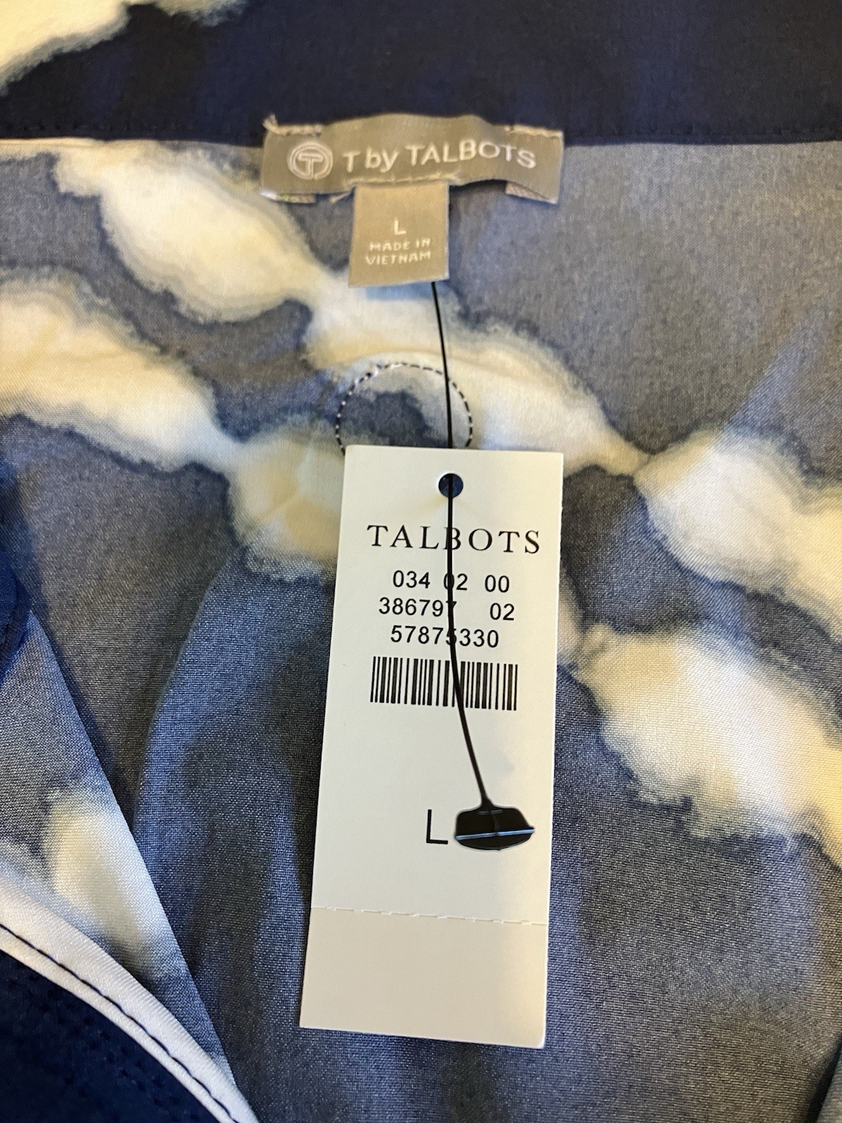 T By Talbots L NWT Pullover Lightweight Windbreaker Navy Tie Dye $119.00 MSRP