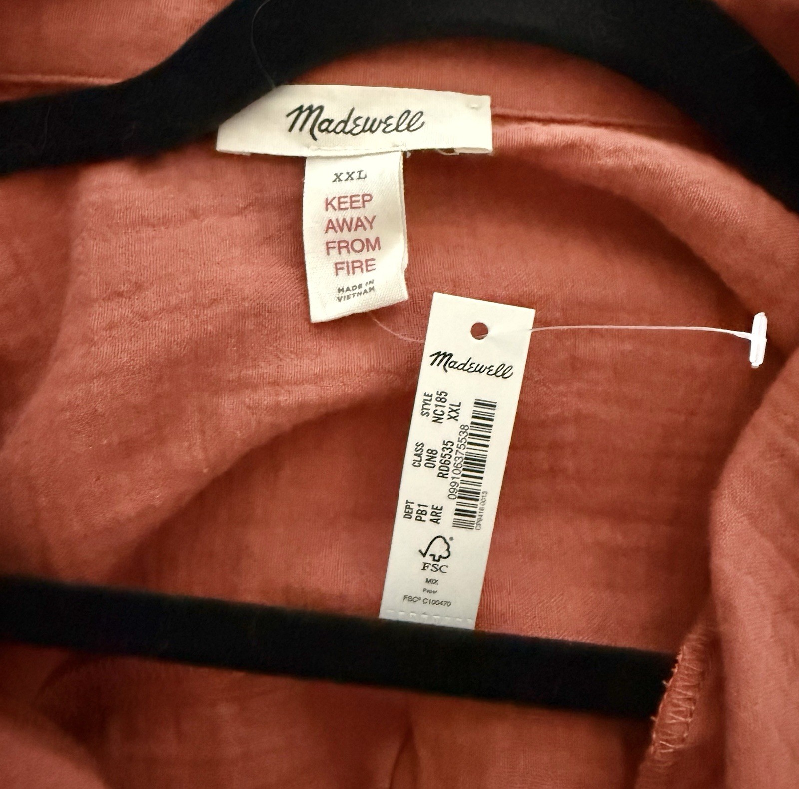 NEW MADEWEL Women’s NC185/186 Afterglow Red Oversized Gauze Lounge/PJ Set XL/XXL