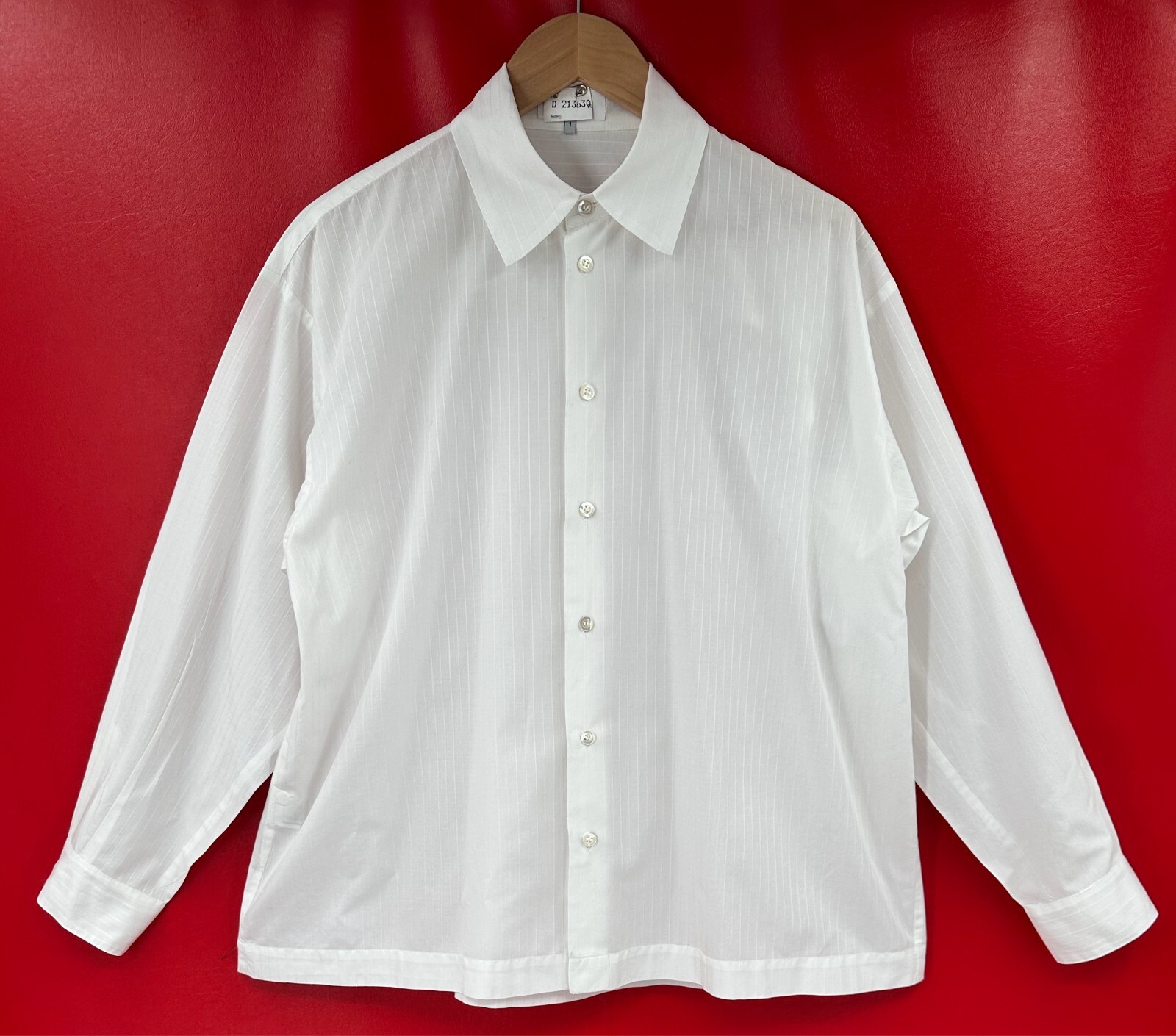 eskandar Boxy White Pin Striped 100% Cotton Blouse Top Dry Clean Sz 1 US 10 – 12