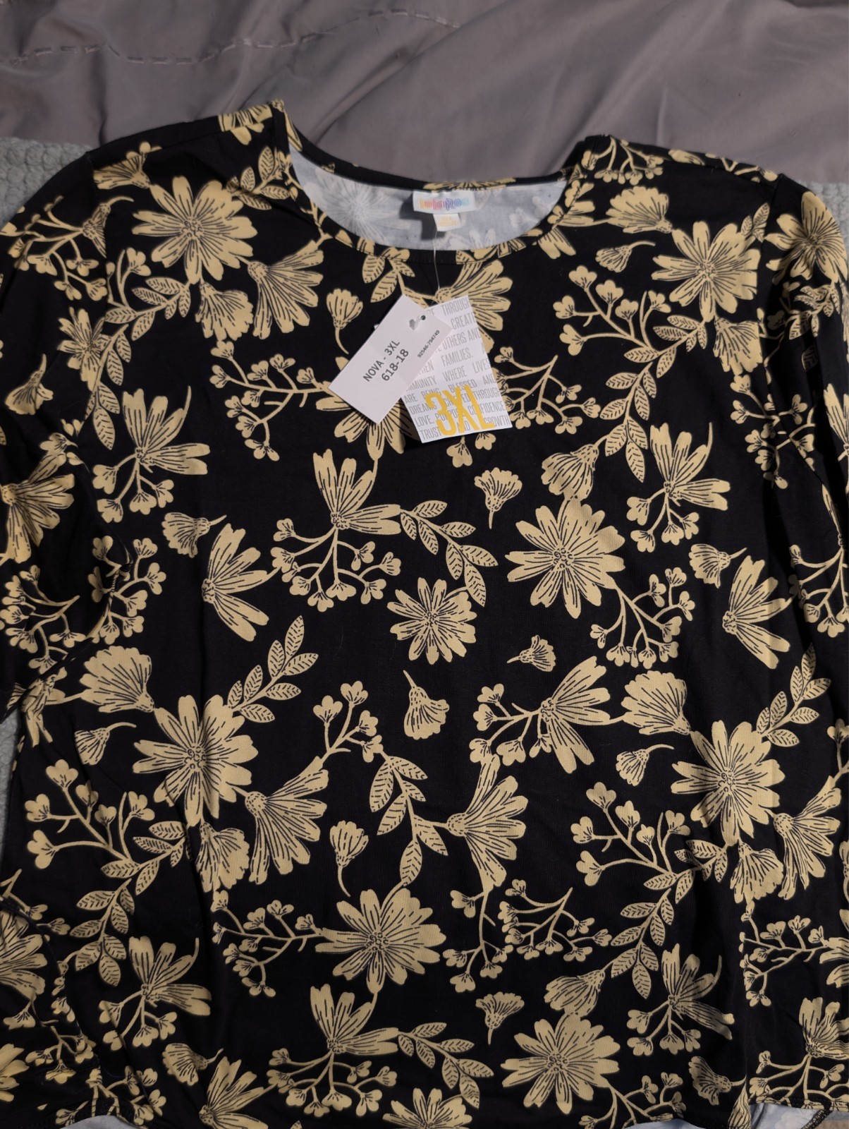 LulaRoe 3XL NWT Black and Cream longsleeve Nova Bodysuit