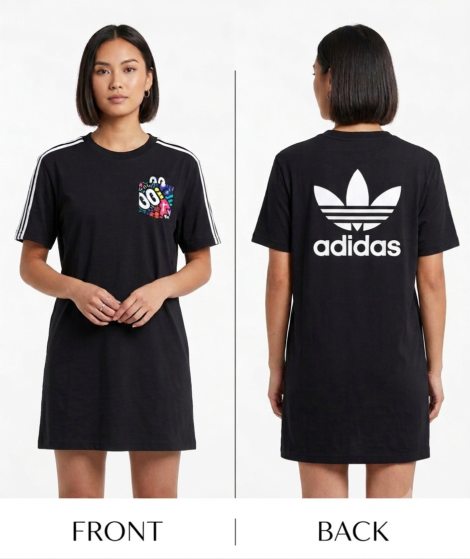 Adidas Originals Lounge Slides Graphic Pocket T Shirt Womens Large Black Trefoil