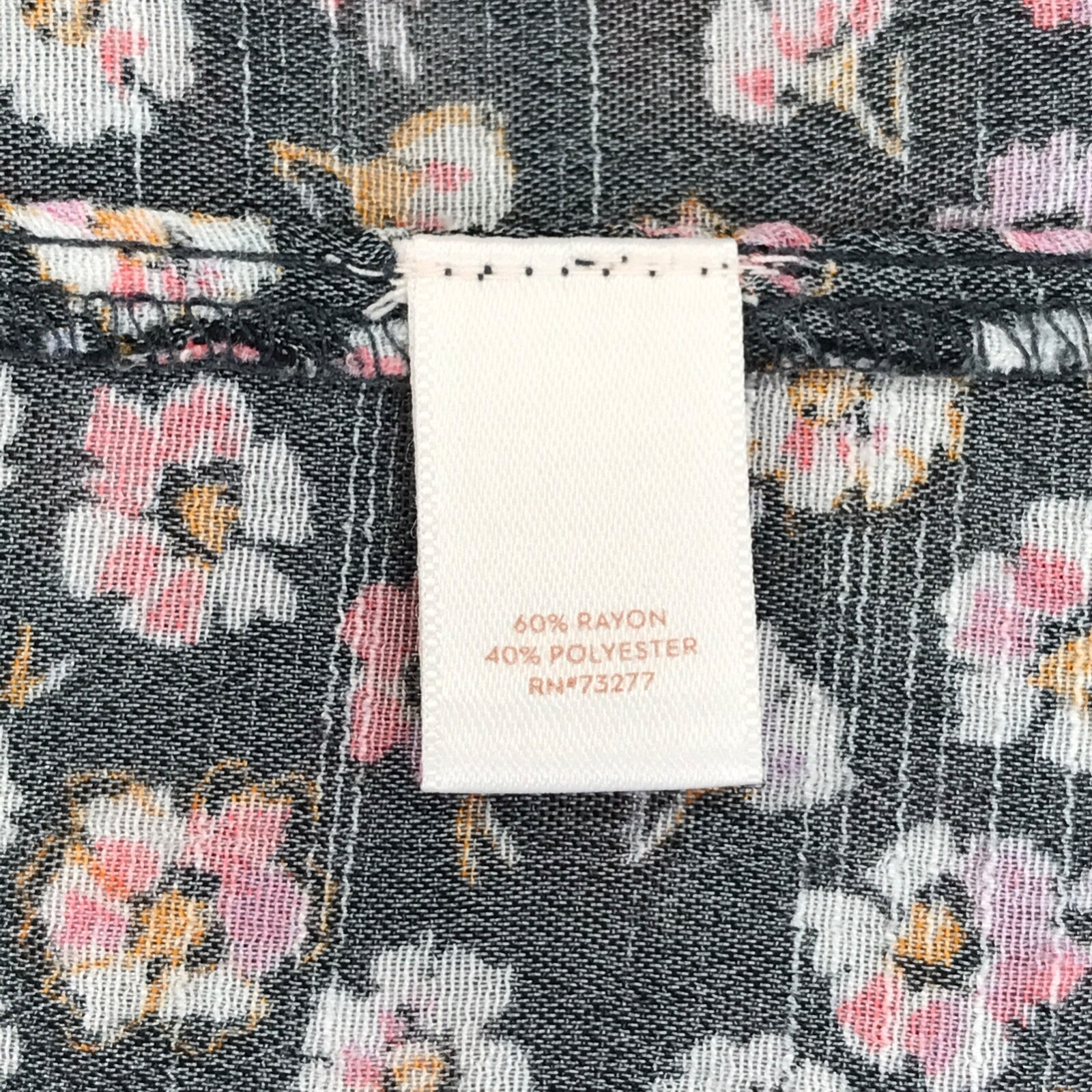 Lauren Conrad Back Slit Blouse Women’s XL Gray Pink Floral 3/4 Sleeve Pullover