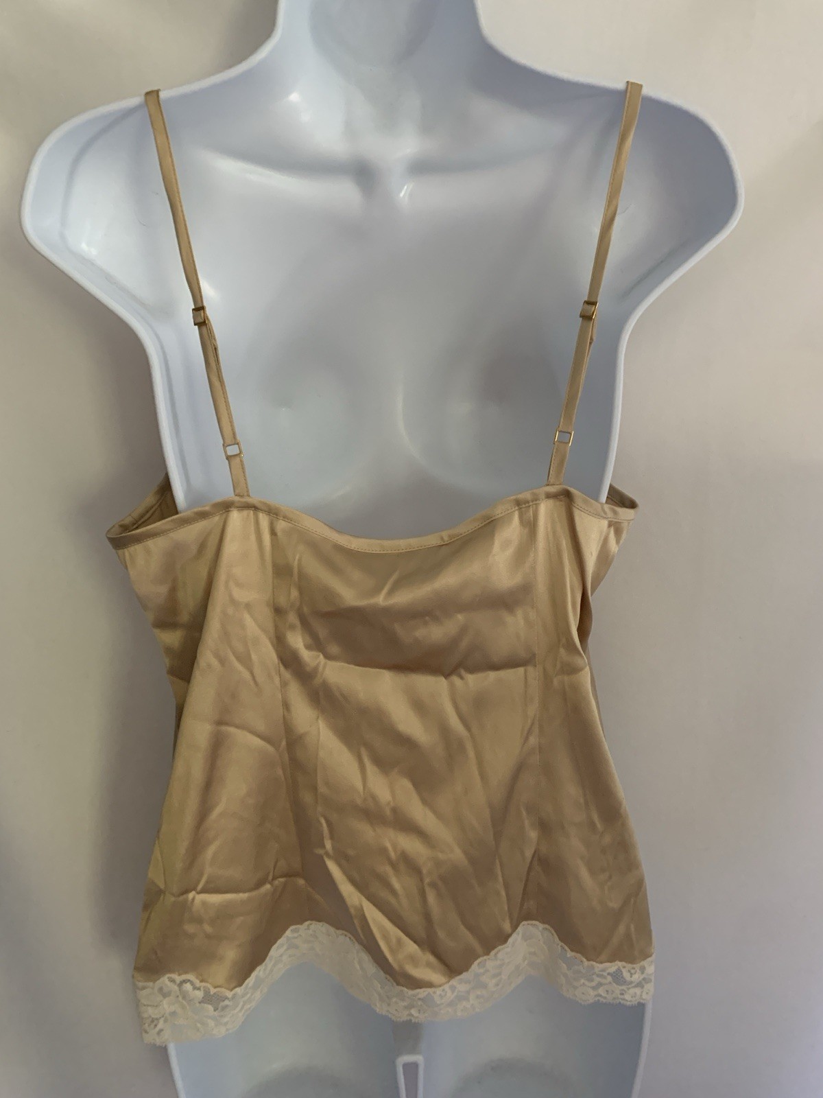 Banana Republic Beige Silk & Lace Camisole Cami Top Y2K c2005 Size 10 MSRP $58