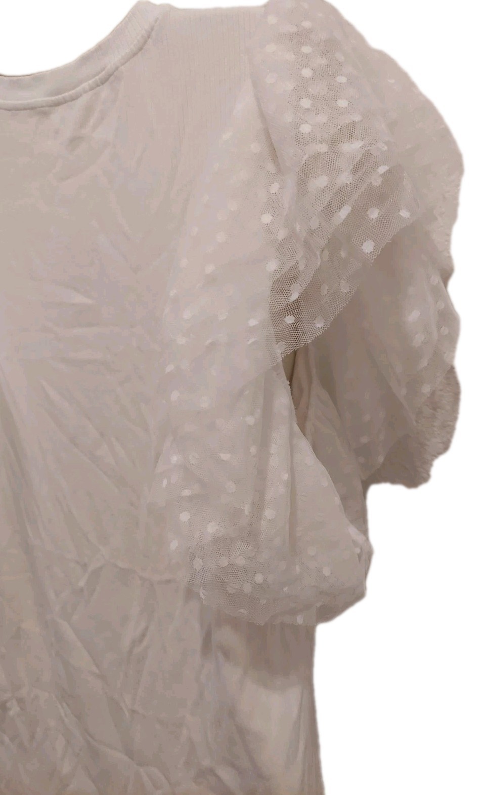 Womens Blouse Sz Xl White Ruffles Viscose/elastane Unbranded