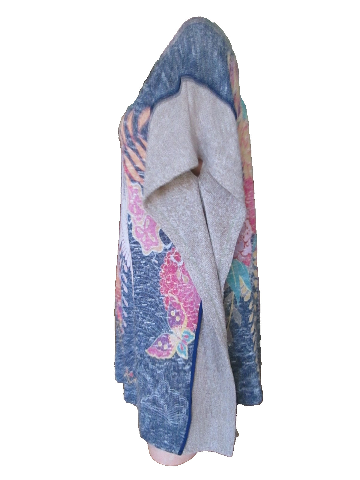Citron Santa Monica Vintage ASIAN PONCHO Style Early Knit Top Big XL