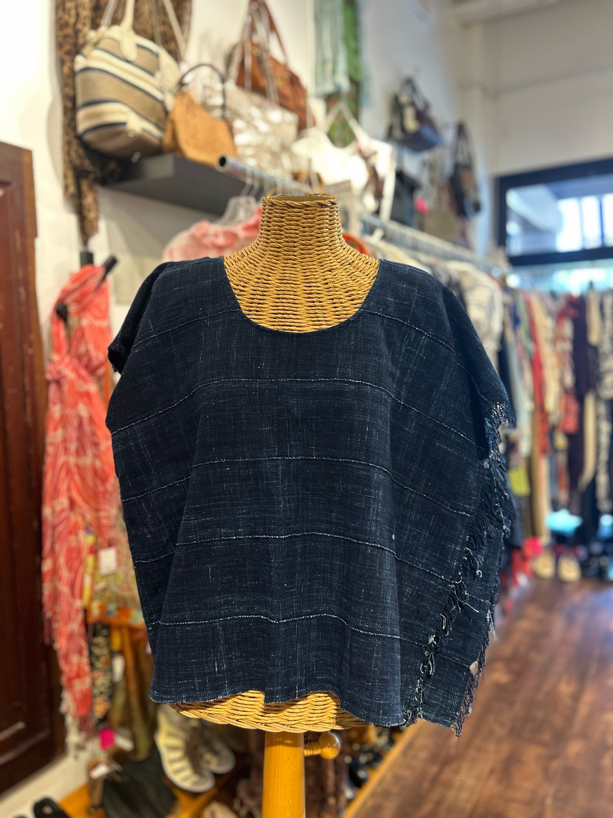 Mira Blackman Dark Wash Blend raw hem Boxy Top