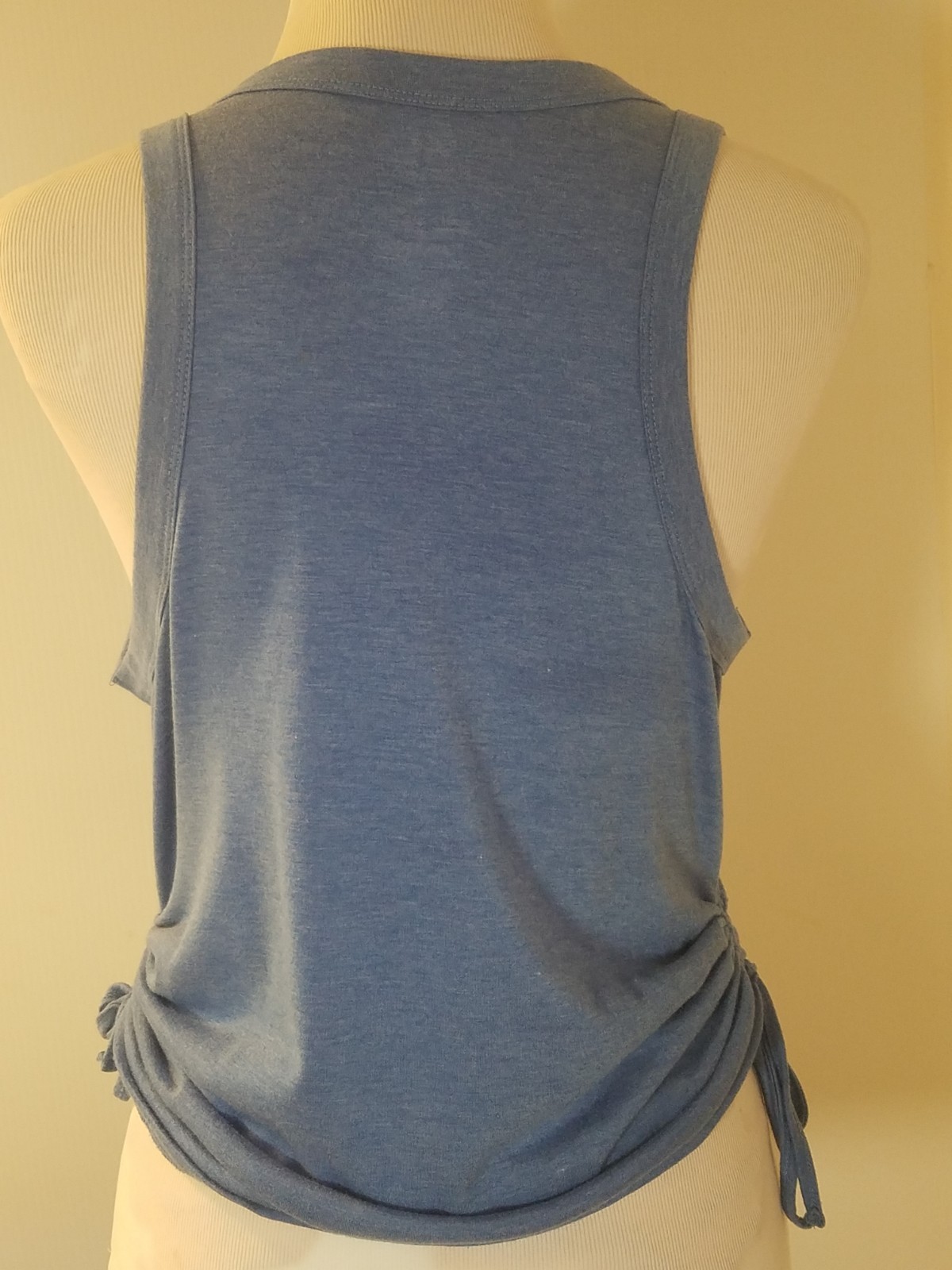 SO Brand Tank Top Ladies Sz M Blue Racer Back Stretch Gathered Sleeveless 3966
