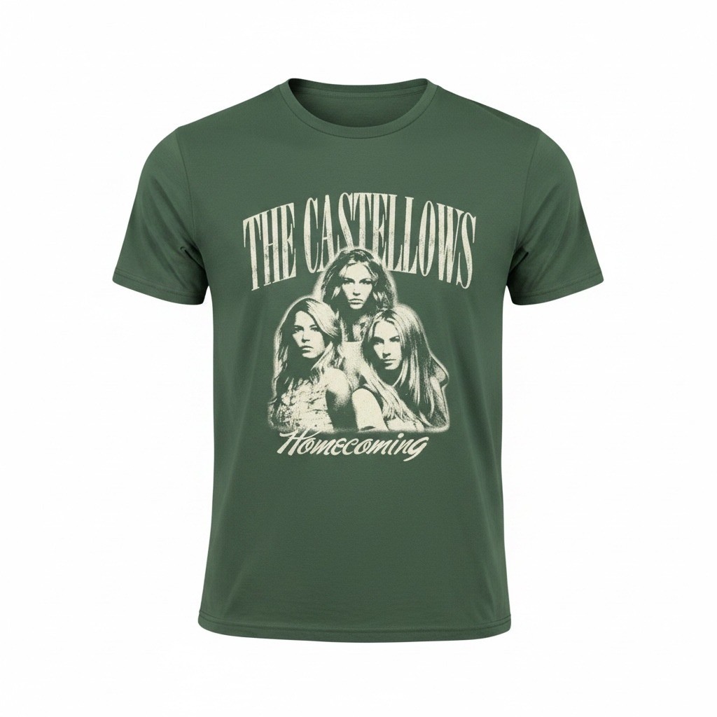 The Castellows Homecoming Graphic T-Shirt Green Country Music Band Tee L