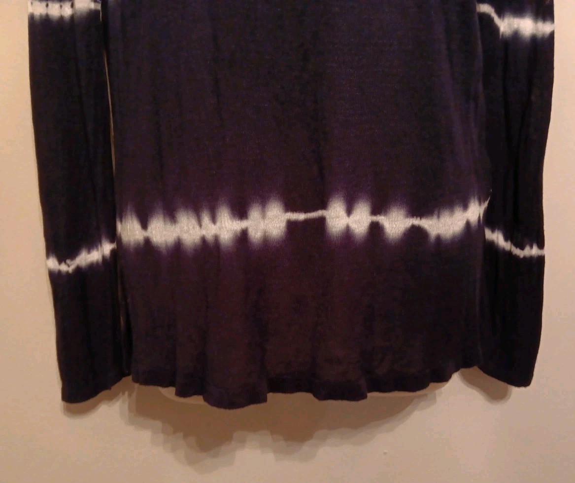 525 America Tie Dyed Long Sleeve Top Large Navy Blue White Lightweight Knit EUC