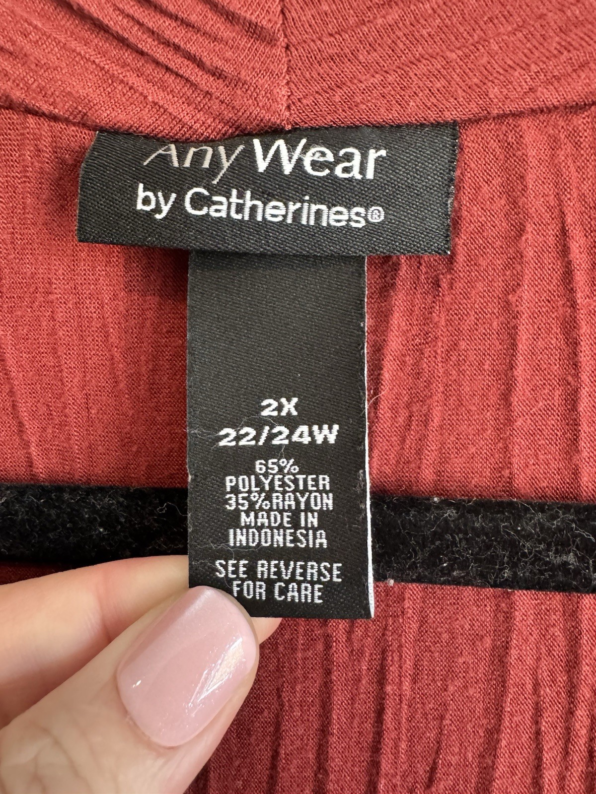 Any Wear by Catherines Red Blouse Attached Cardigan Crinkle Textured 2X