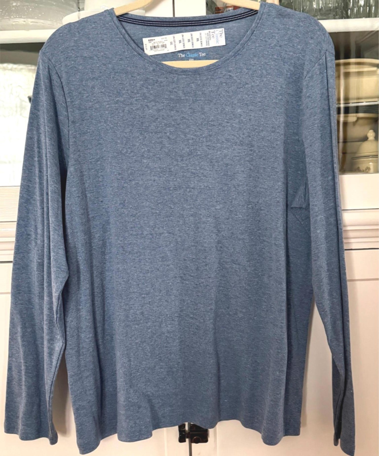CROFT&BARROW CLASSIC TEE Woman XXL Cotton Poly Top Shirt Long Slev Crew MED BLUE