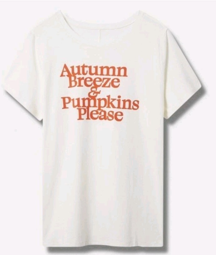 Torrid “Autumn Breeze & Pumpkins Please” Vintage Cotton Crew Tee Sz 3x Or 4x