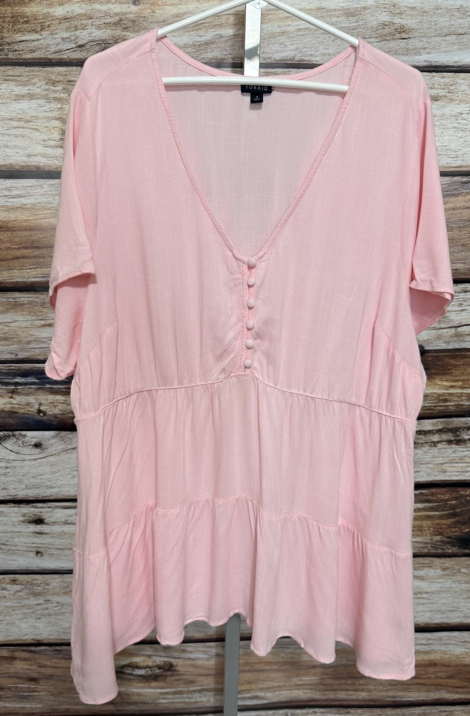 Torrid Shirt Women’s Size 3 Pink Babydoll Top Short Sleeve