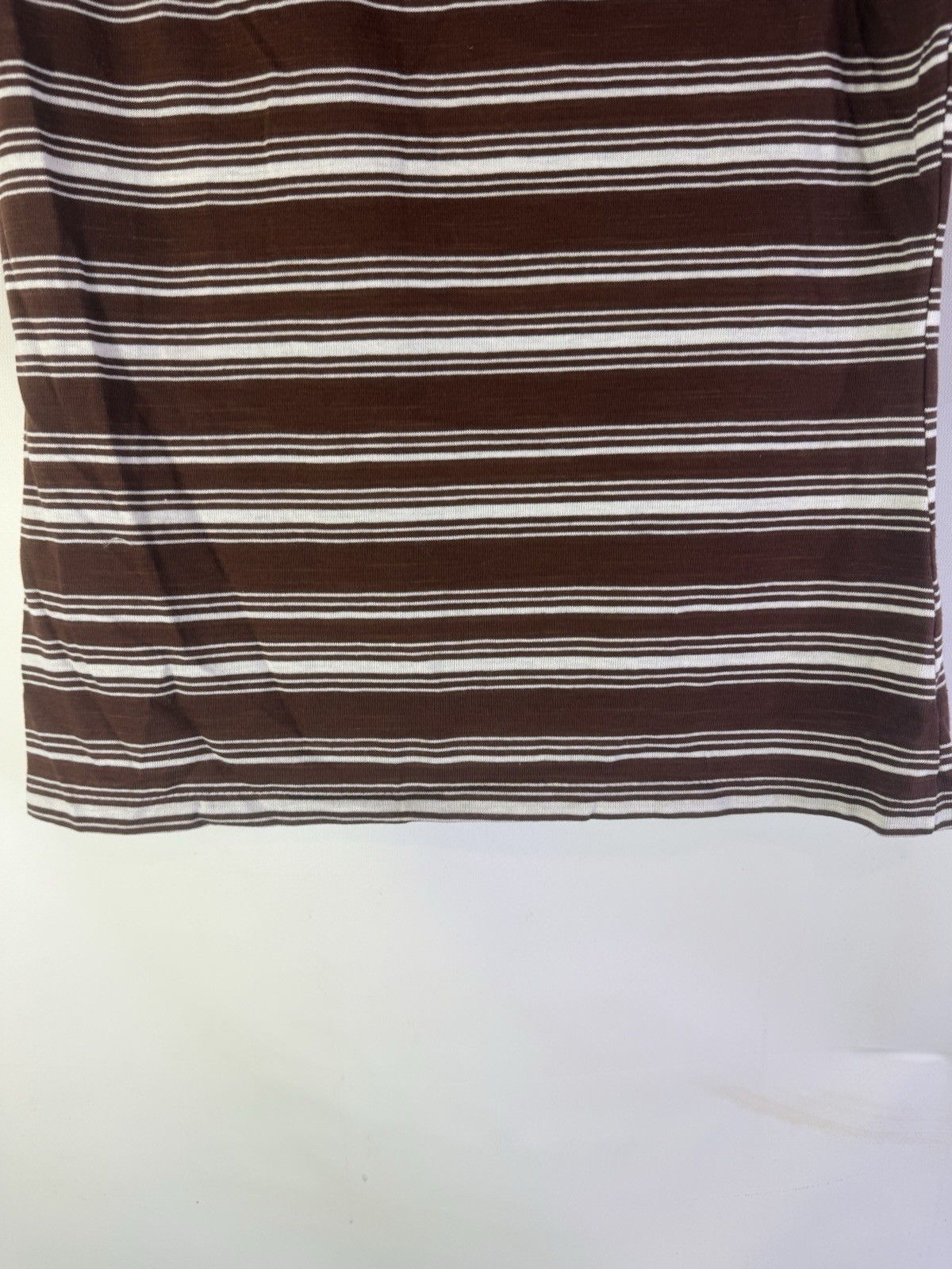 Vintage 70s Mod Rockabilly Womens Large Brown Striped Sleeveless Shirt Tank Top