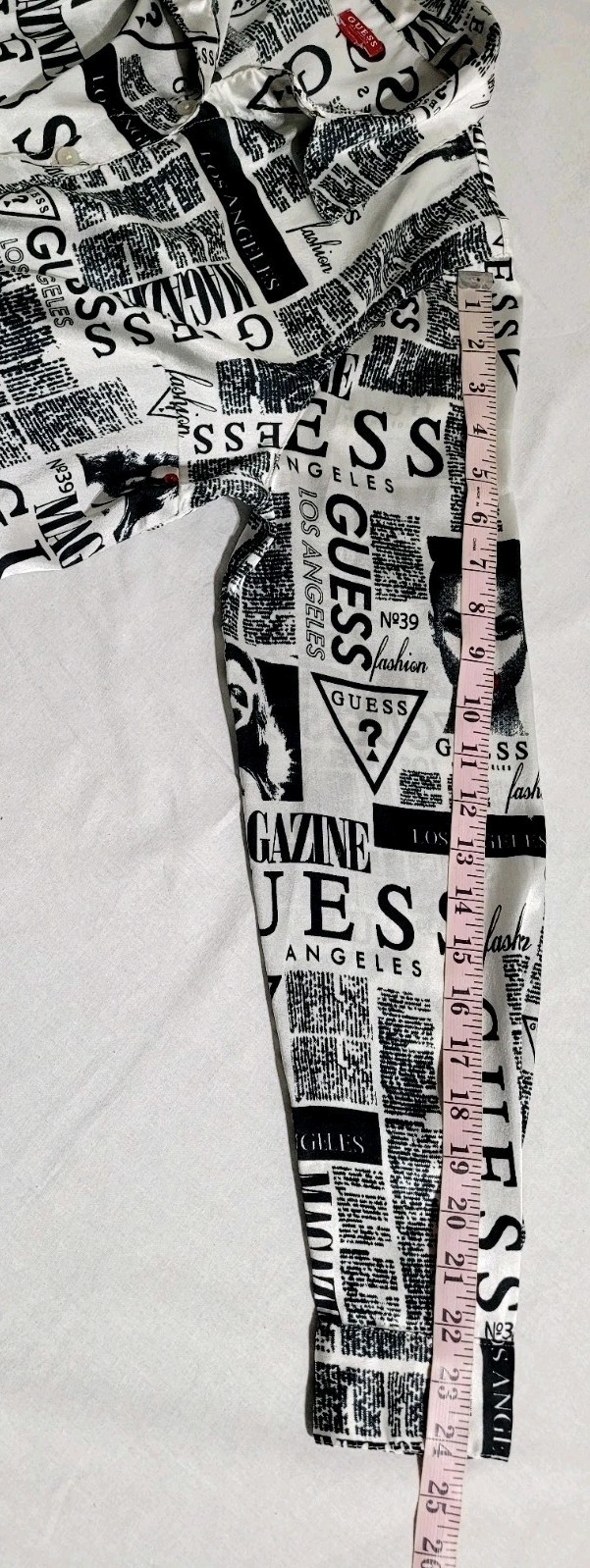 Guess Los Angeles Logo & Newsprint Graphics Women’s Size S Button Down Blouse