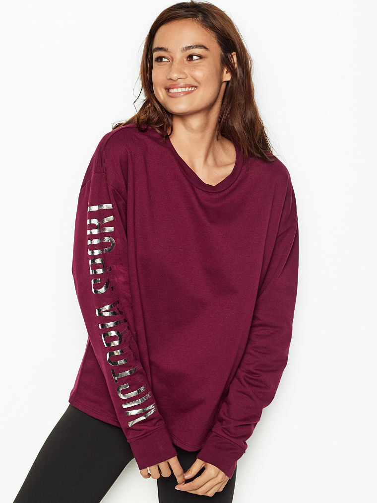 Victoria’s Secret VICTORIA SPORT Fleece SWEATSHIRT Maroon Dark Red TOP S M L