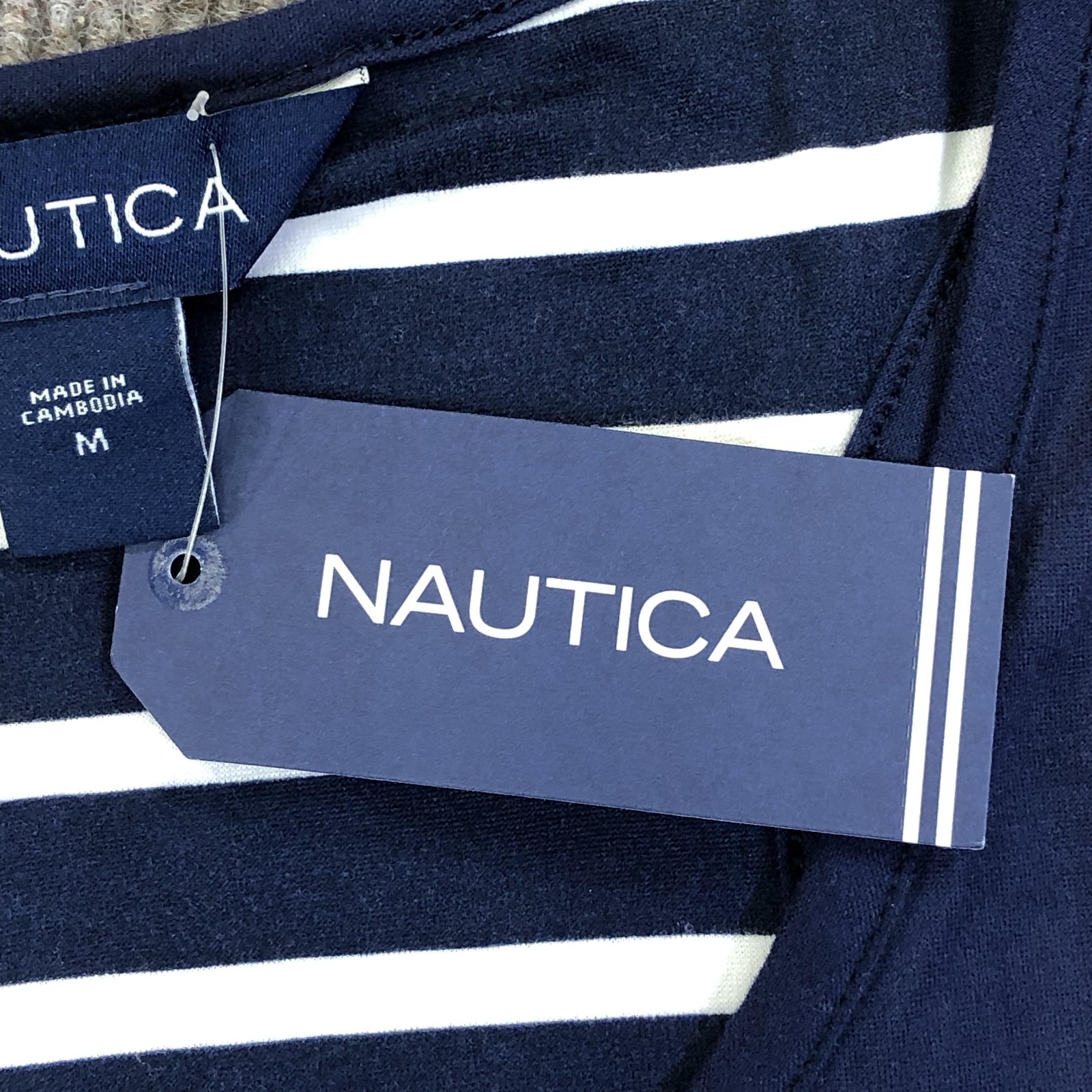 Nautica Tank Top Womens Medium Blue Stripe Racerback Jersey NWT Summer Nautical