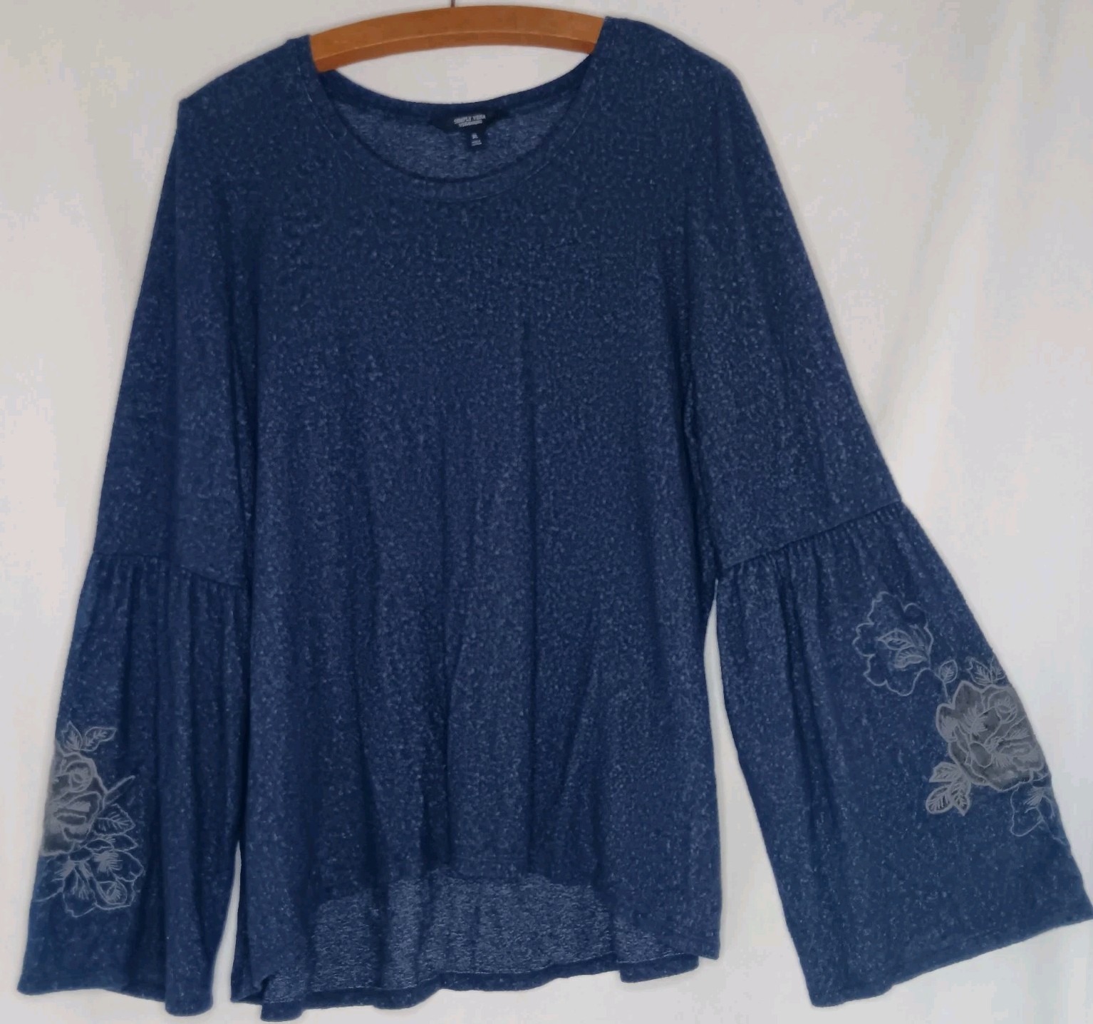 Retro Boho Bell Sleeve Embroidered Knit Tunic Top Cottagecore Hippie Cowgirl XL
