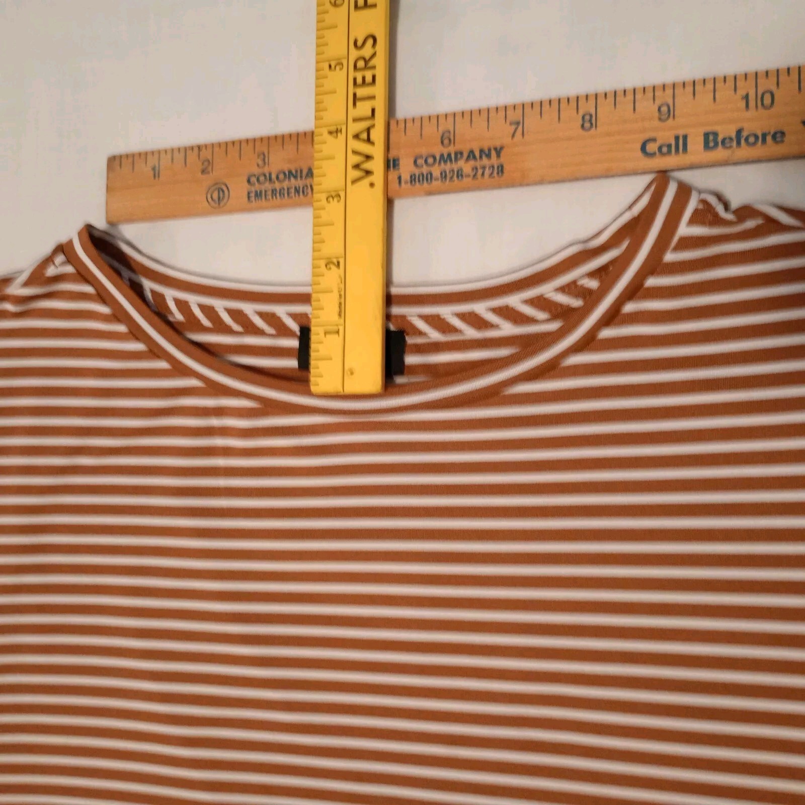 Jones New York Signature Women’s Knit Shirt Size M Brown & White Striped, LNC