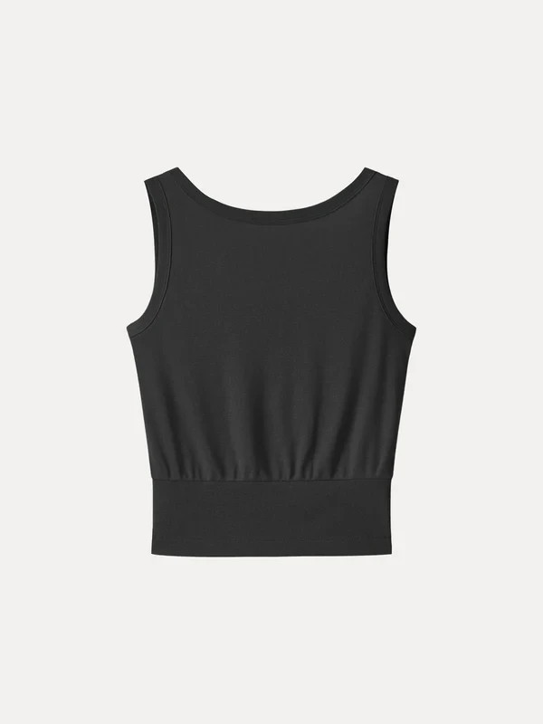 Women’s Cotton Linen Boat Neck Reversible Low Back Blouse Top, Black, Freeship