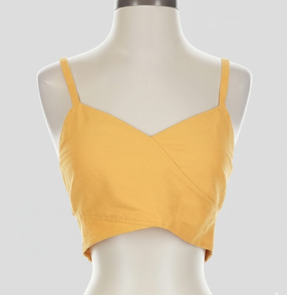 New Derek Lam Open Back Crop Top 8 Yellow Linen Blend Boho Chic Old Money Luxury