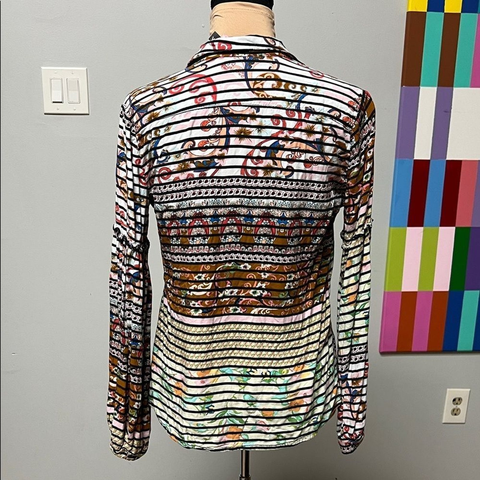 Wanitta Multicolor Striped Floral Top
