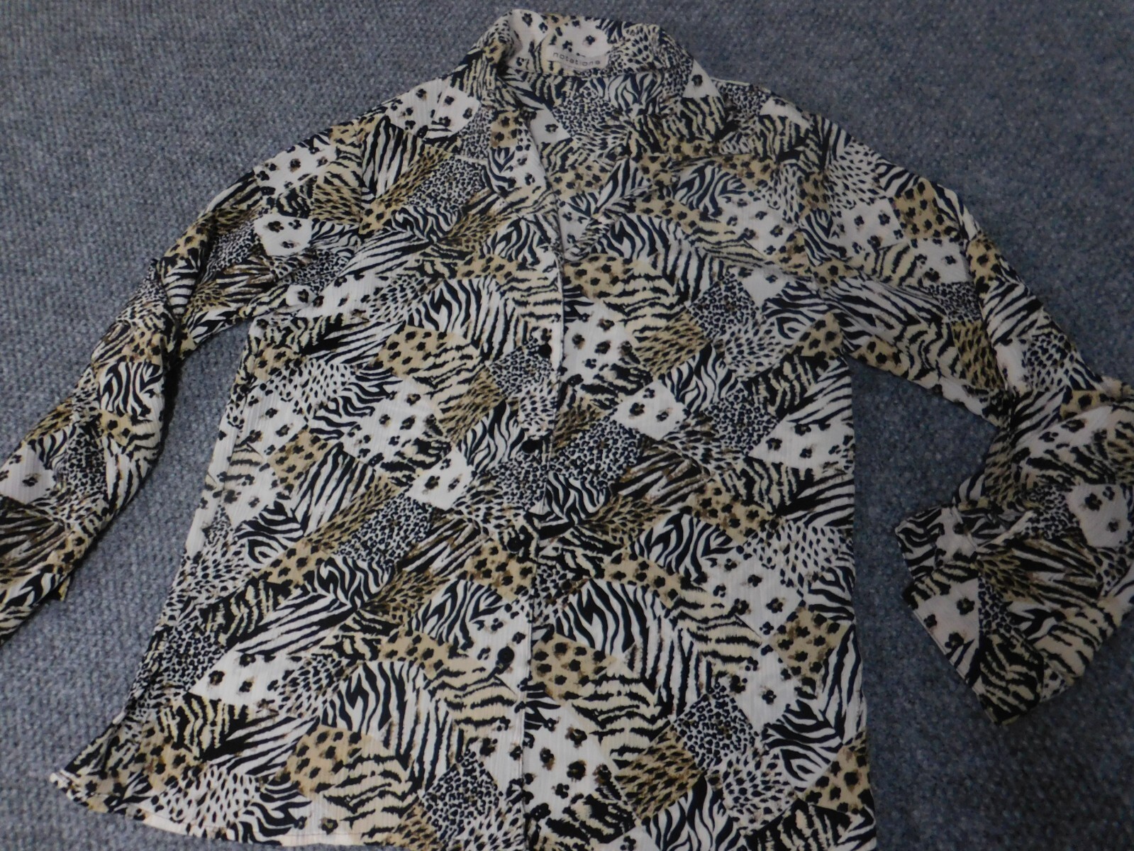 Notations Womens Blouse Large brown nature button down